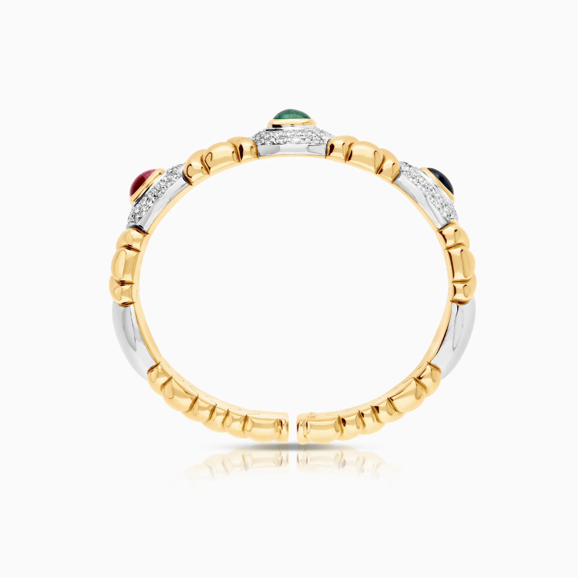 Gemstone bracelet sapphires, rubies and emeralds 72.39g 18K gold - Image 3