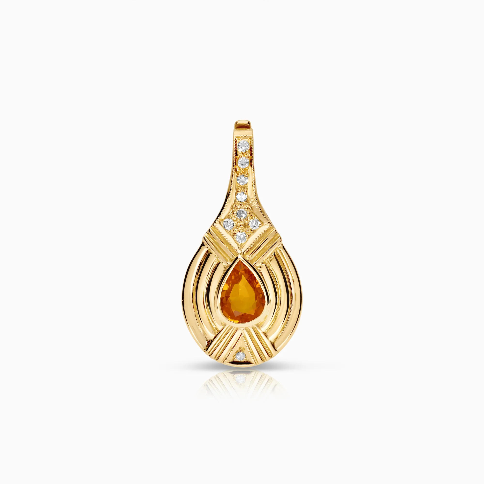 Gemstone pendant with orange sapphire and diamonds 0.08ct 18K gold
