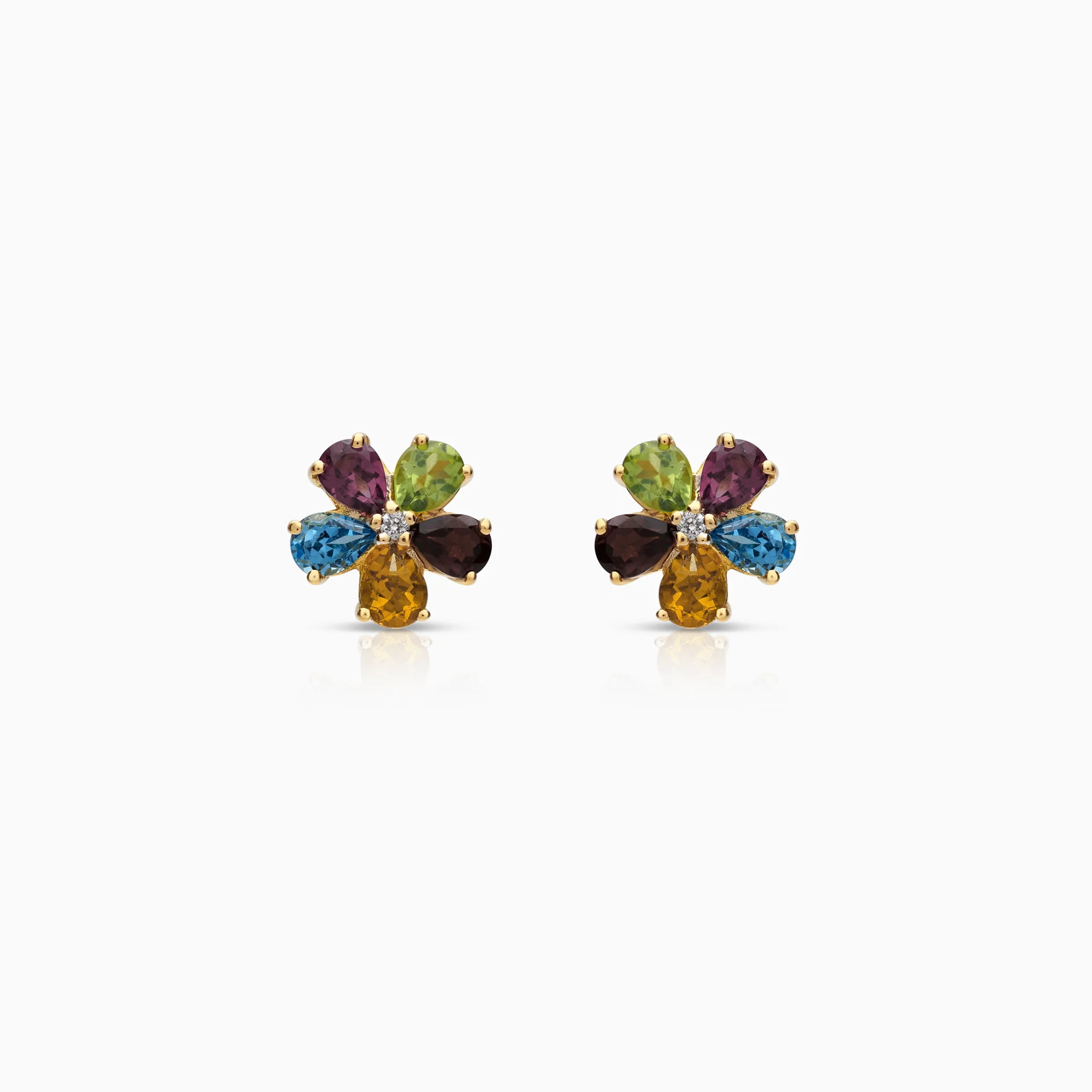 Gemstone earrings with diamonds 0.02ct 18K gold