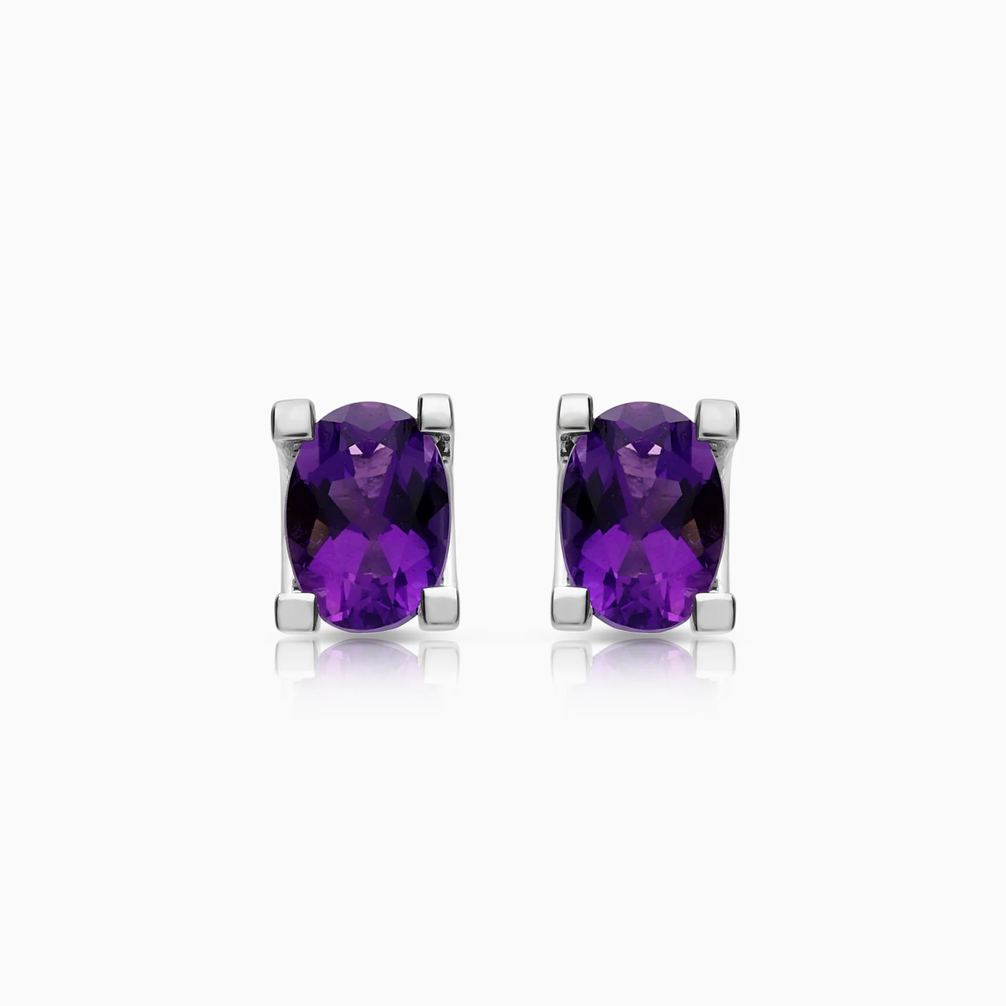 Gemstone earrings amethysts 1.71g 18K white gold
