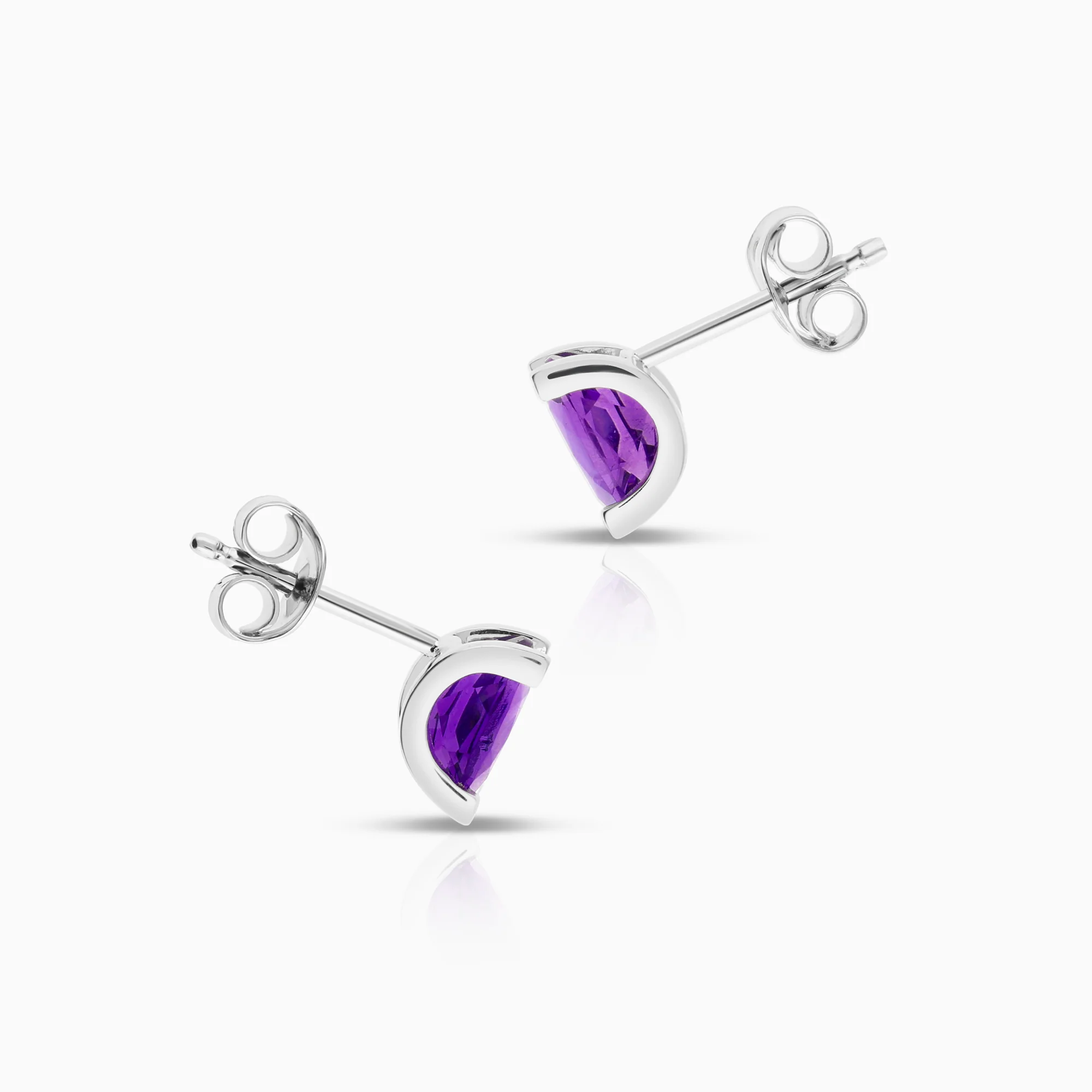 Gemstone earrings amethysts 1.71g 18K white gold - Image 2