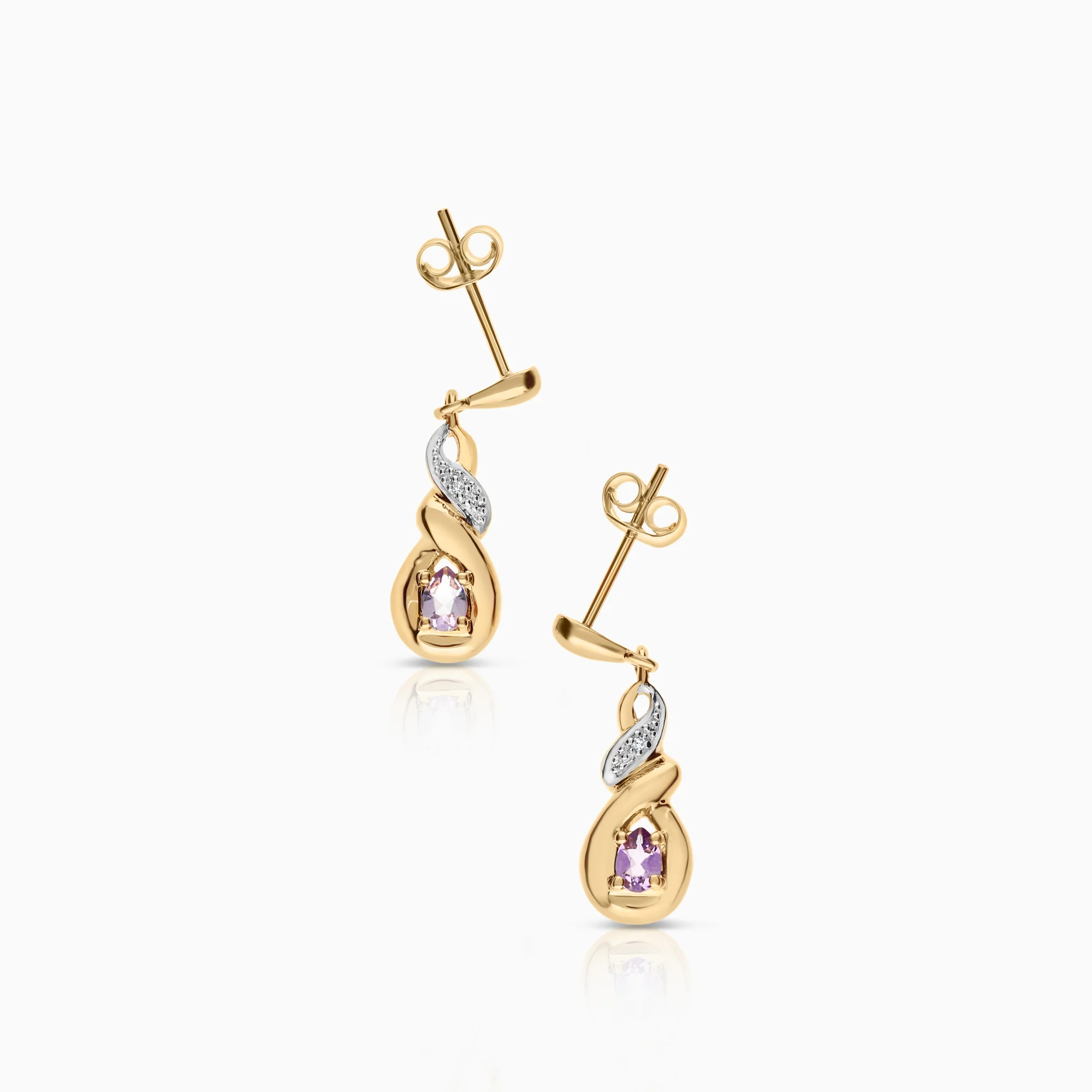 Gemstone earrings amethysts 2.91g 18K gold - Image 2