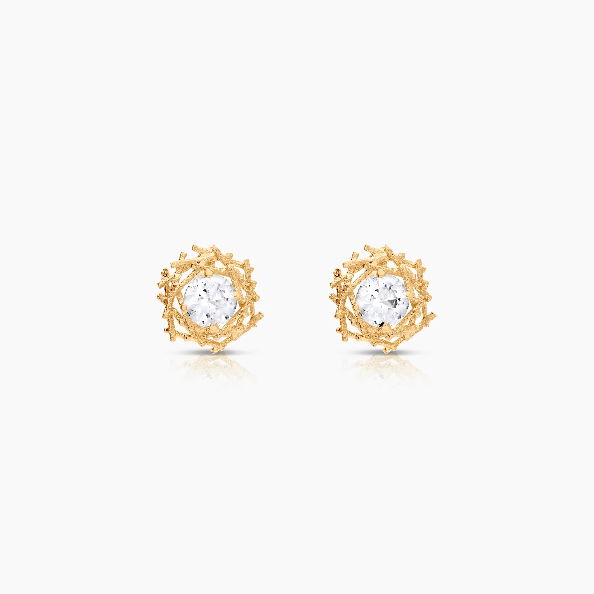 Gold earrings cubic zirconia 1.47g 18K gold