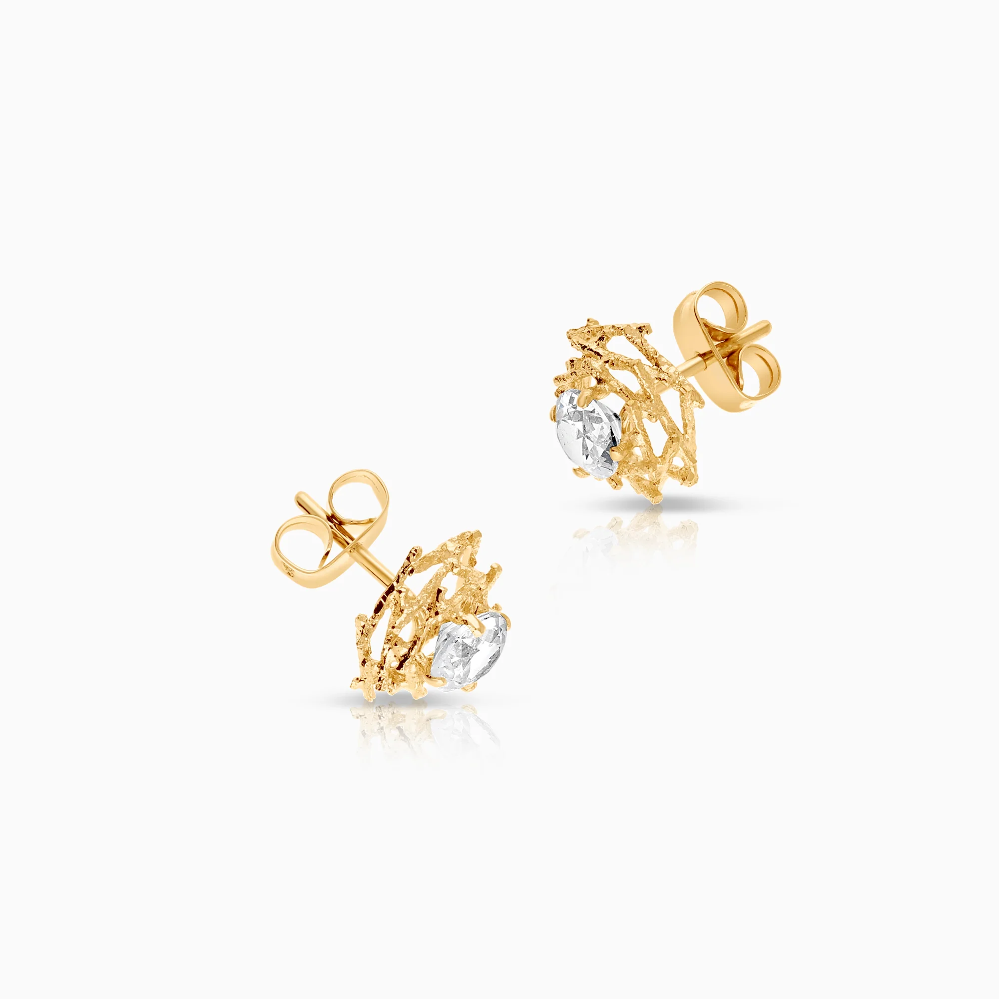Gold earrings cubic zirconia 1.47g 18K gold - Image 2