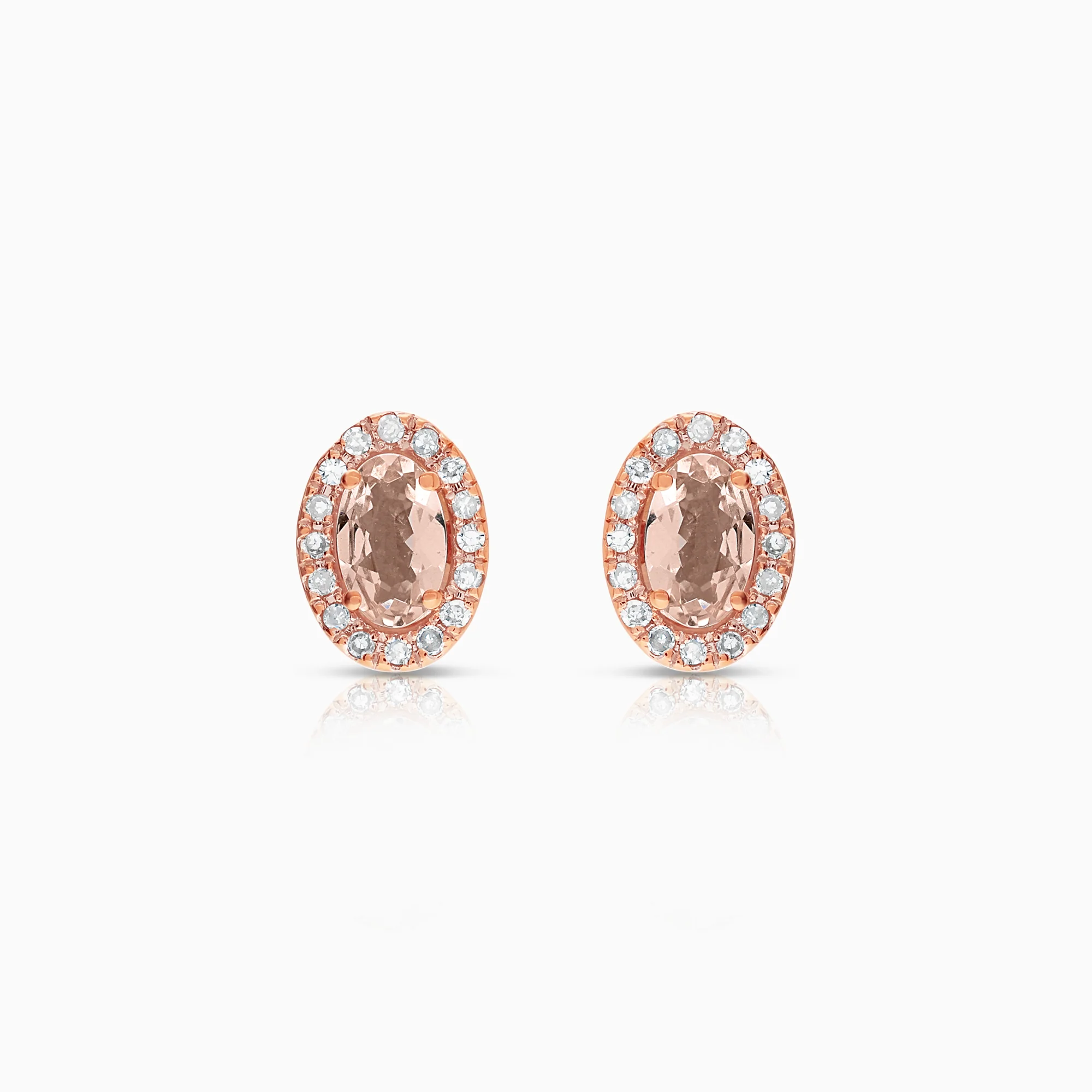 Gemstone earrings with morganites and diamonds 18K gold