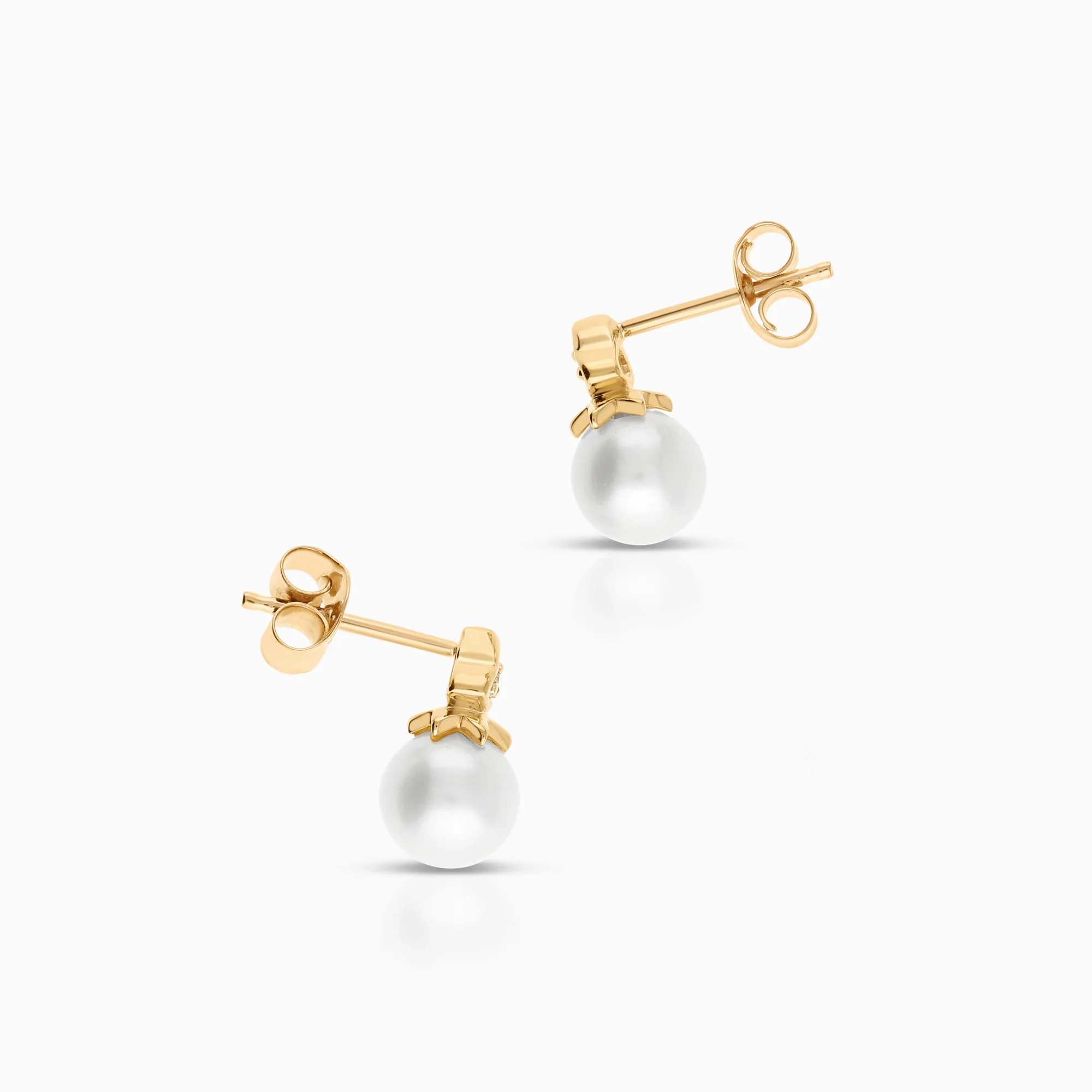 Gemstone earrings cultured saltwater pearls 1.95g 18K gold - Image 2