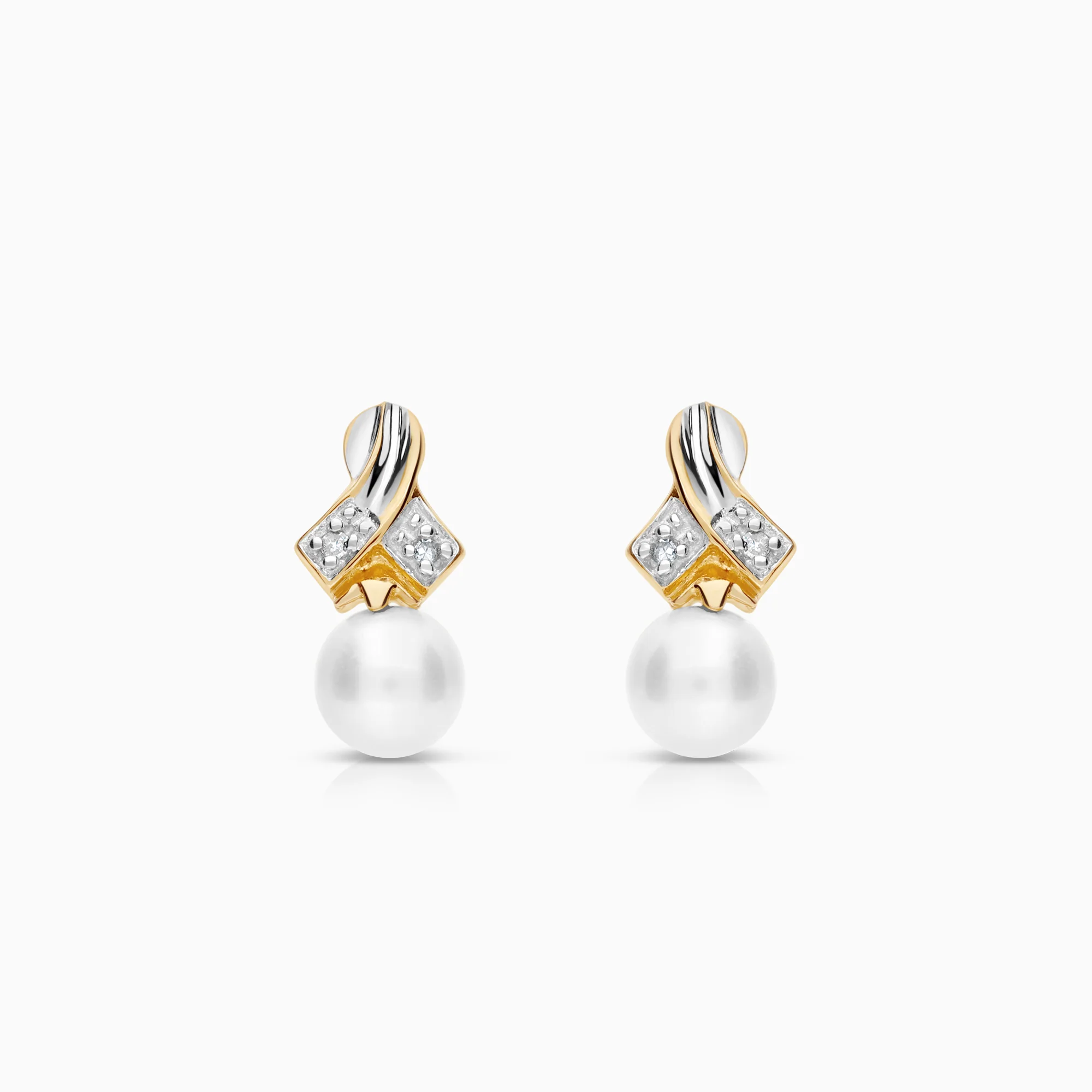 Diamond earrings with pearls 2.50g 18K gold