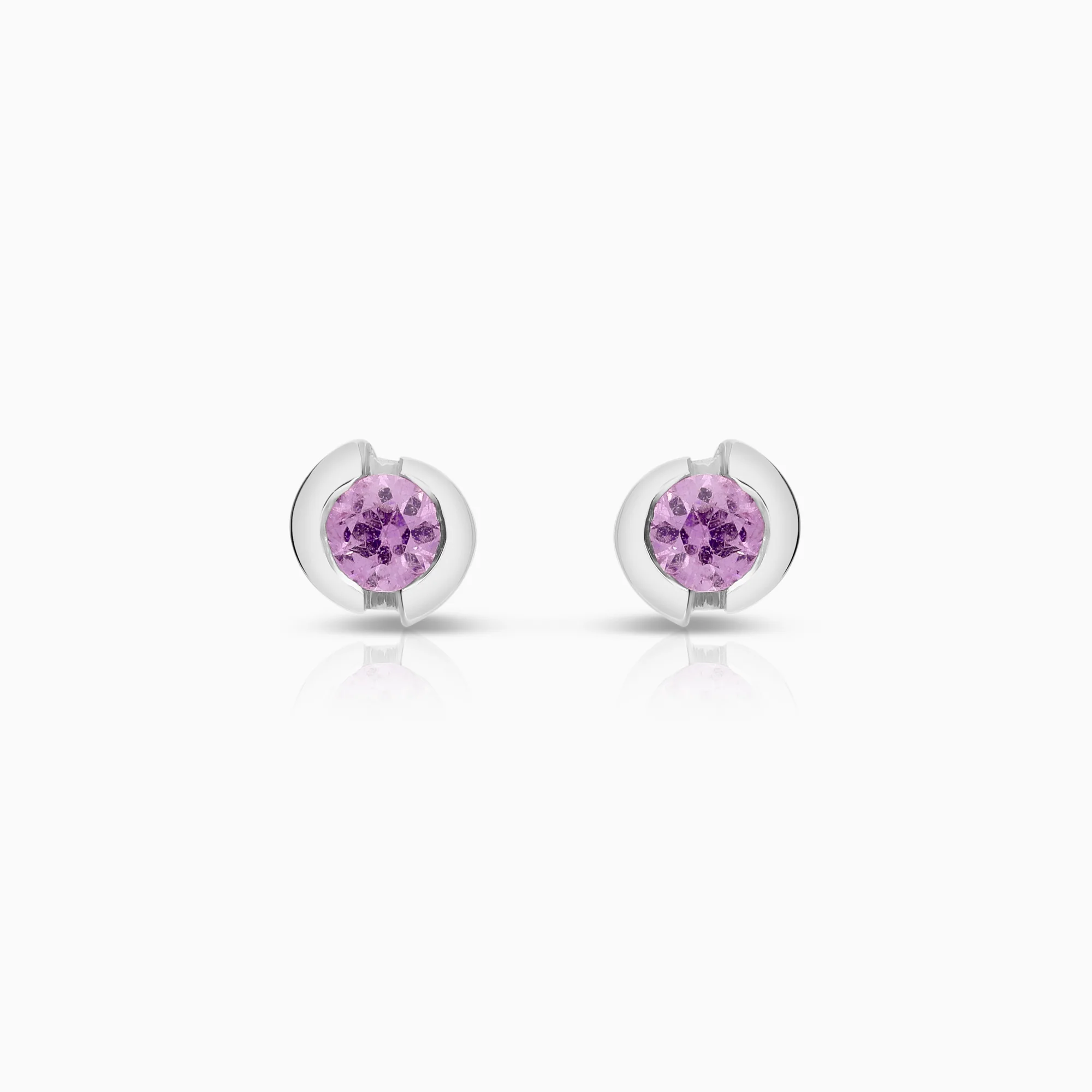 Gemstone earrings pink topazes 2.16g 18K white gold