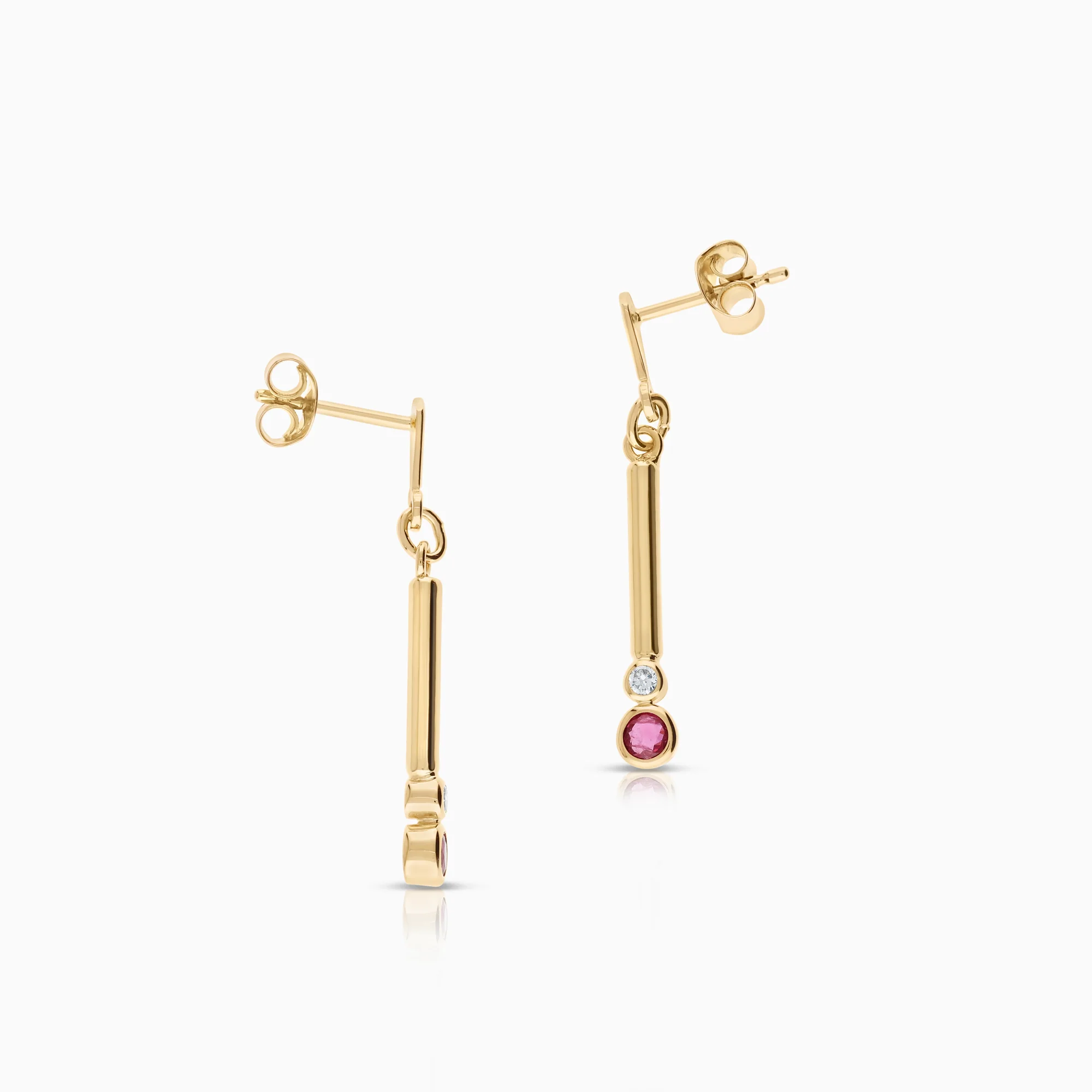 Gemstone earrings rubies 1.82g 18K gold - Image 2