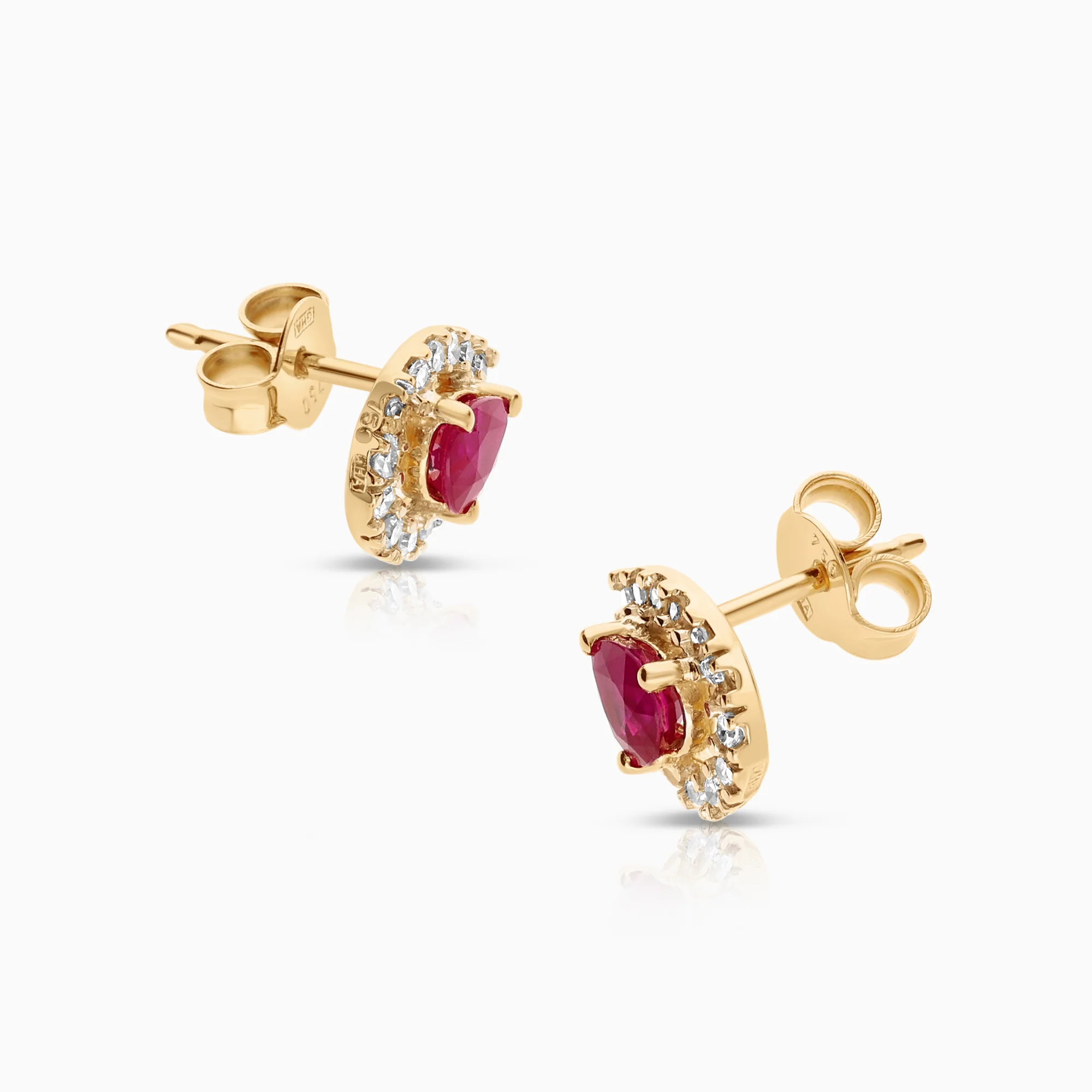 Gemstone earrings rubies 1.99g 18K gold - Image 2