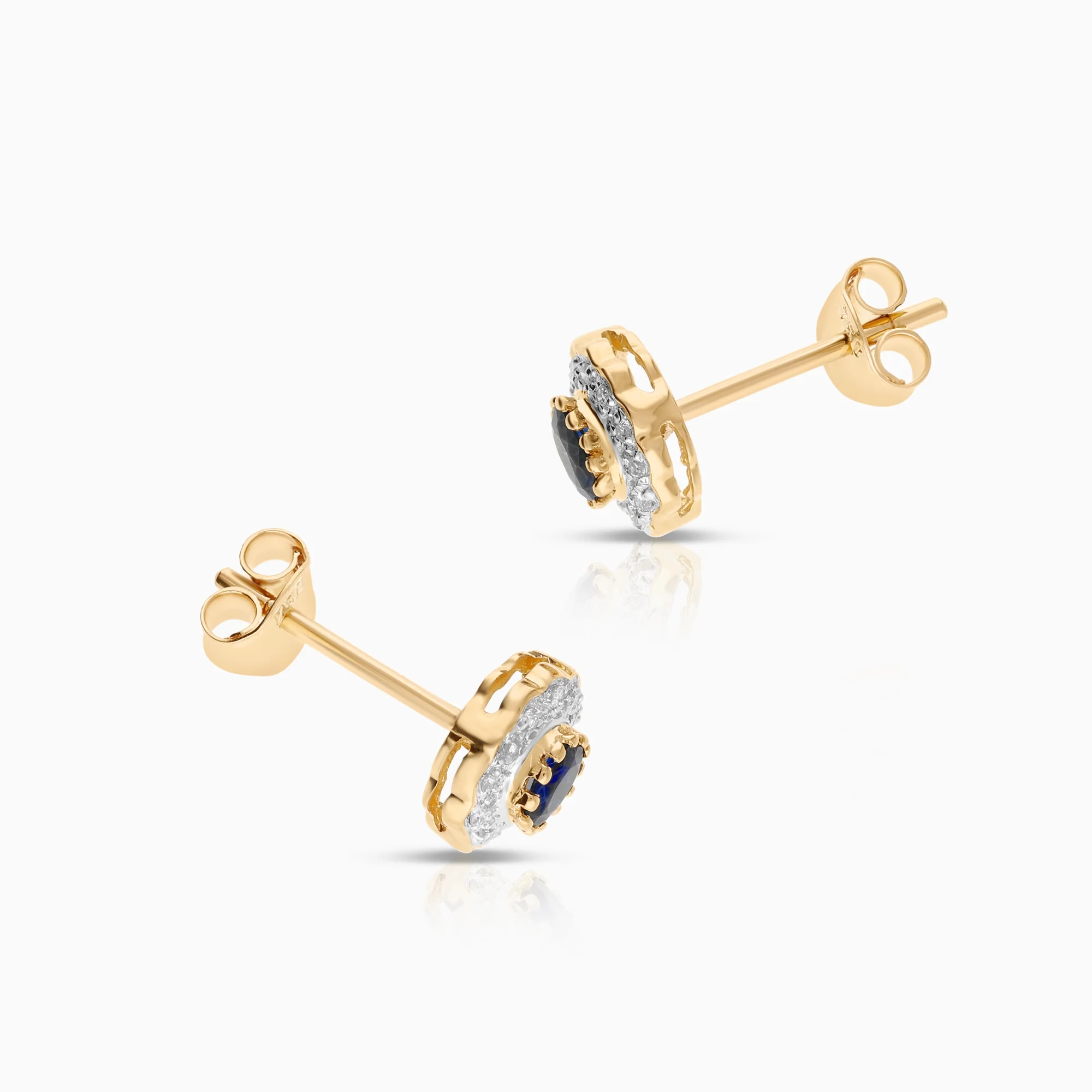Gemstone earrings sapphires 2.01g 18K gold - Image 2