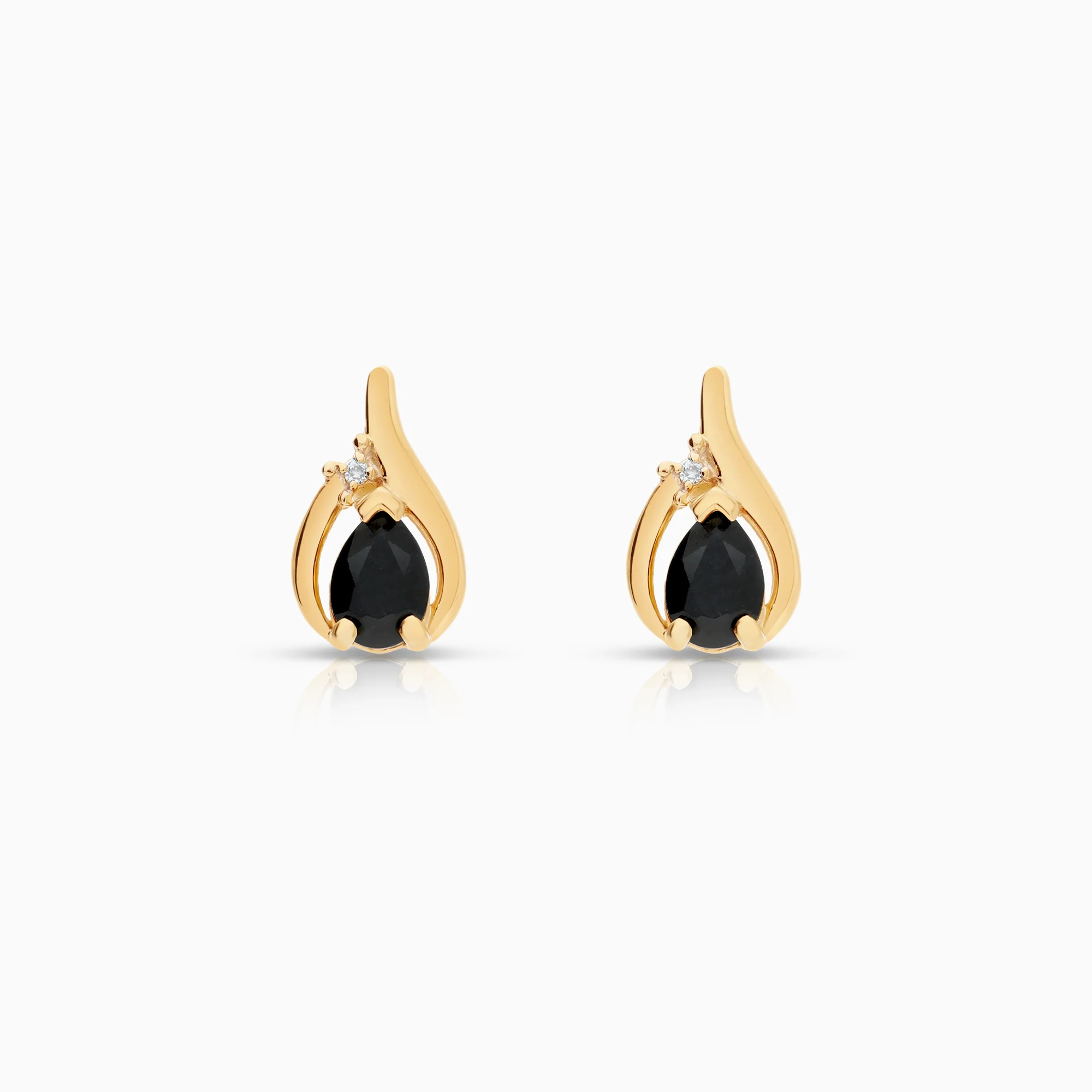 Gemstone earrings sapphires and diamonds 0.01ct 9K gold