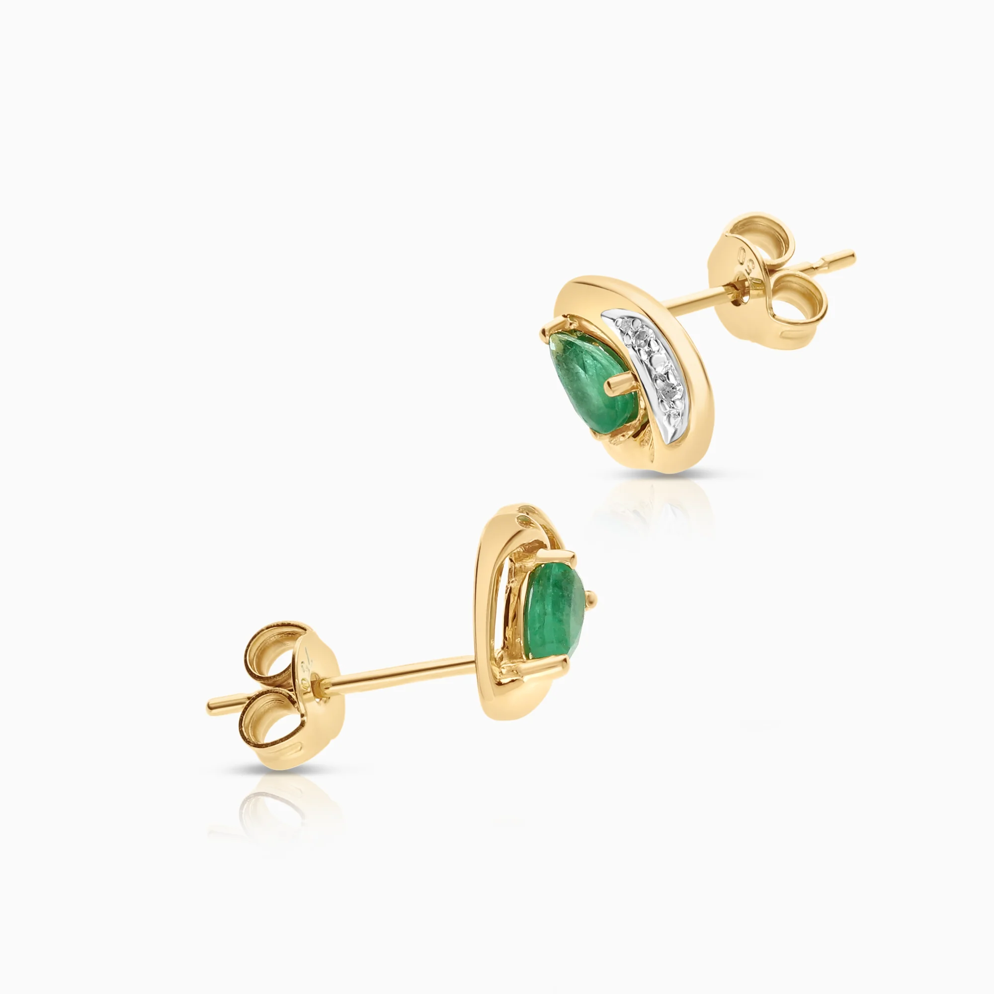 Gemstone earrings emeralds 2.13g 18K gold - Image 2