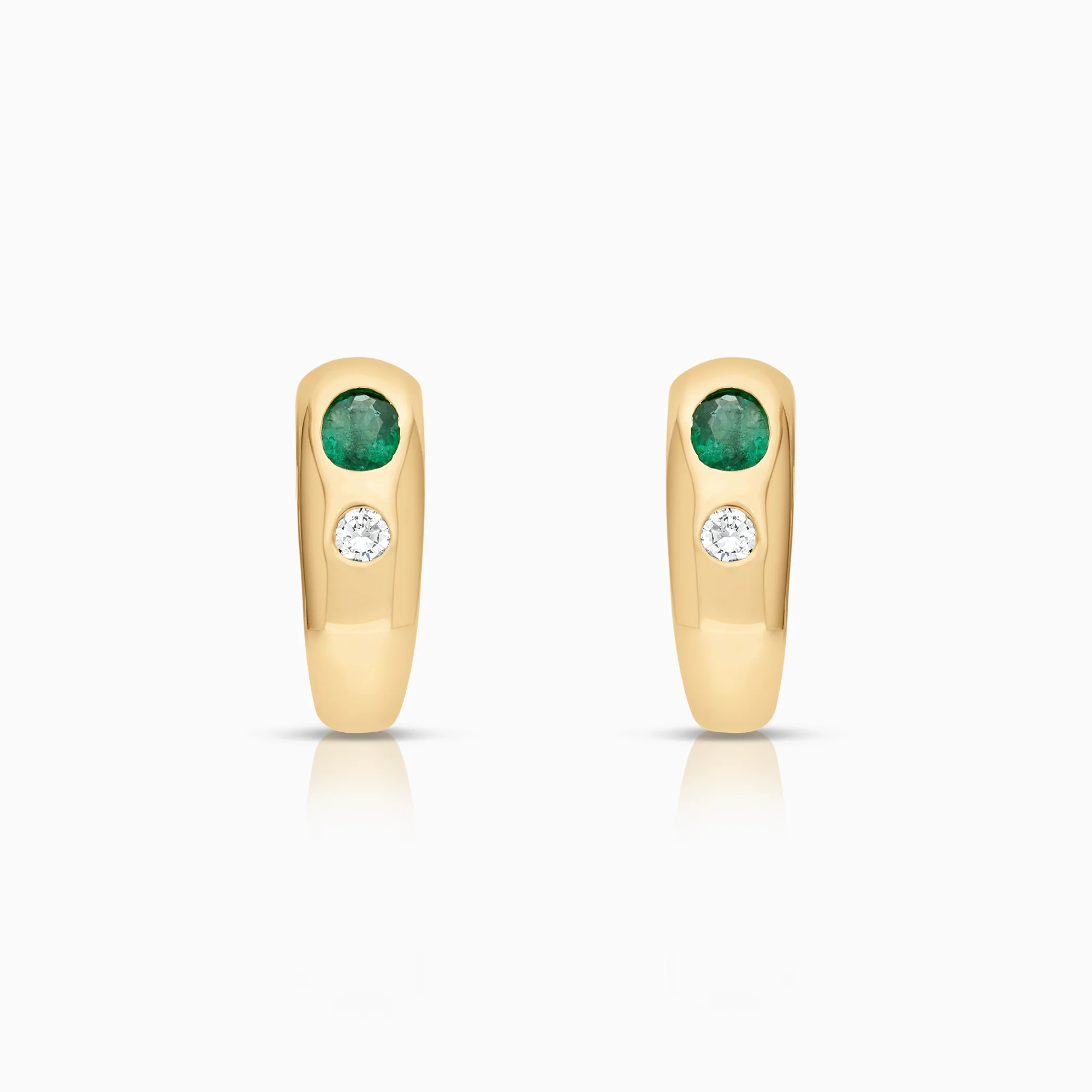 Gemstone earrings emeralds and diamonds 4.49g 18K gold