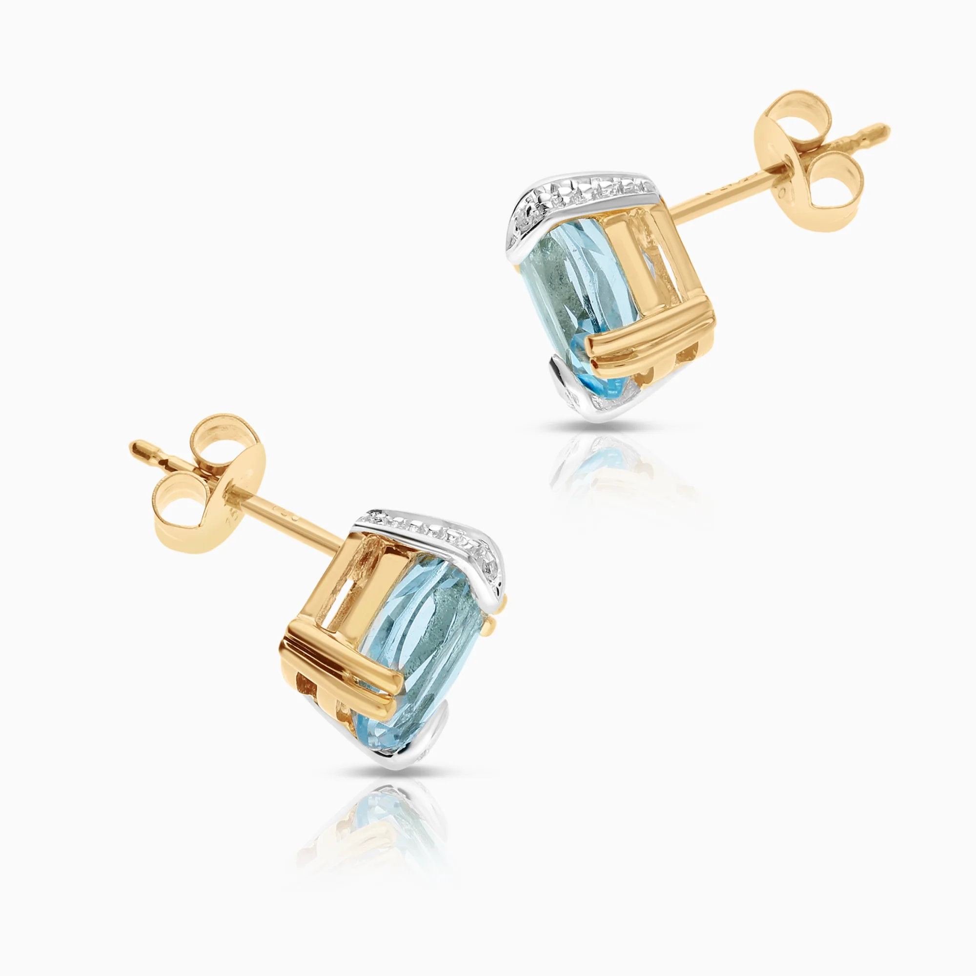 Gemstone earrings topazes 2.16g 18K gold - Image 2