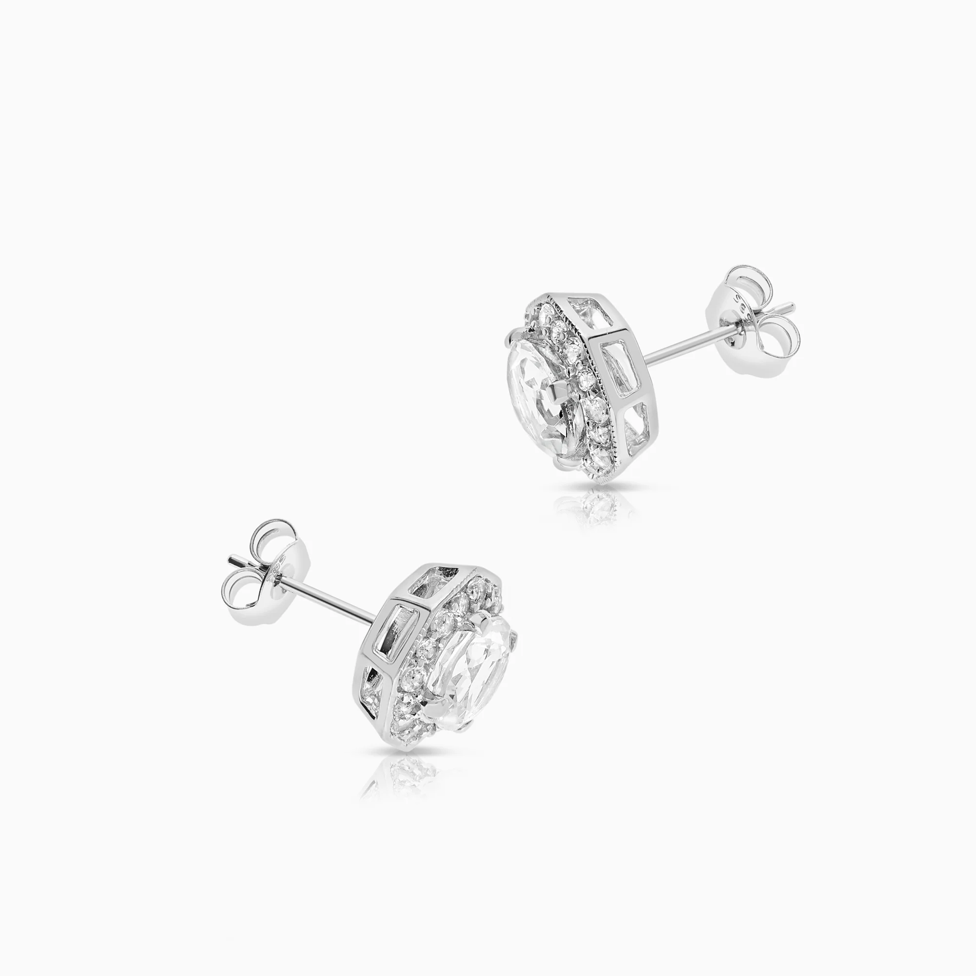 Gemstone earrings topazes 4.05g 14K white gold - Image 2