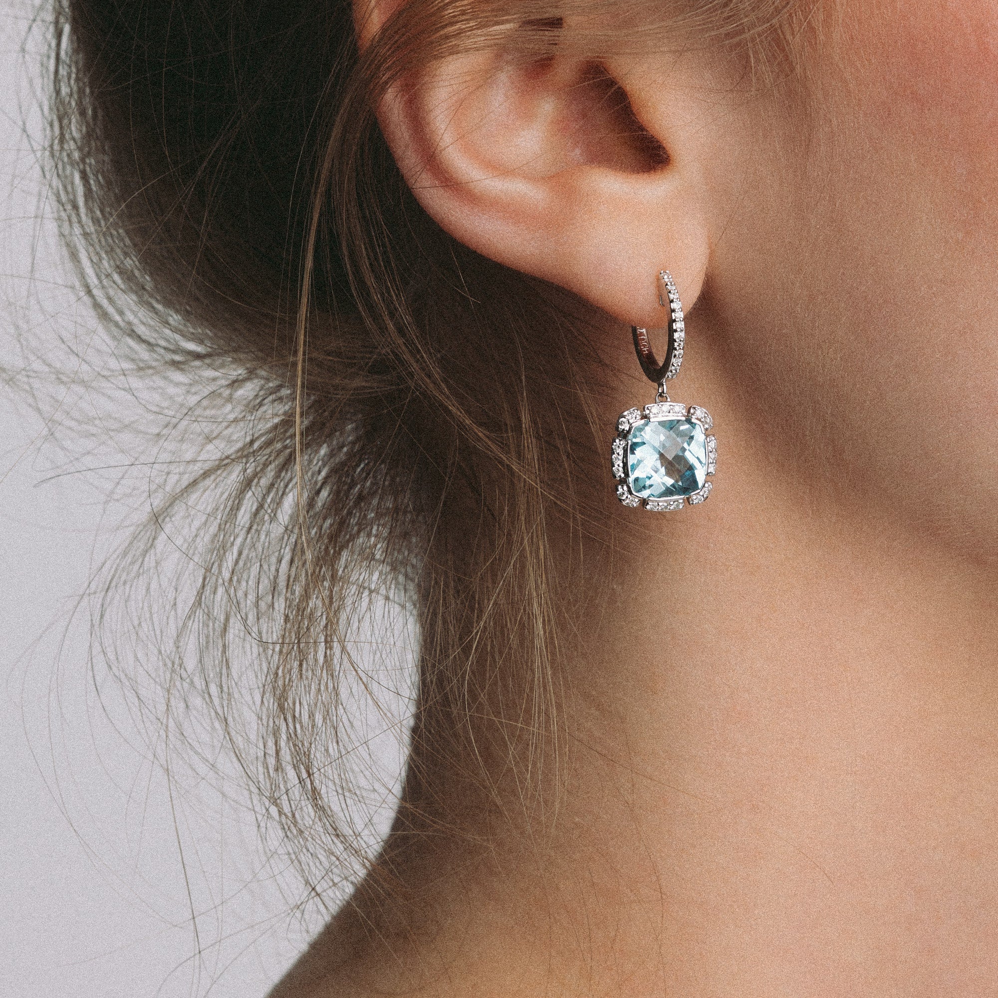 Gemstone earrings topazes 7.36g 18K white gold - Image 2