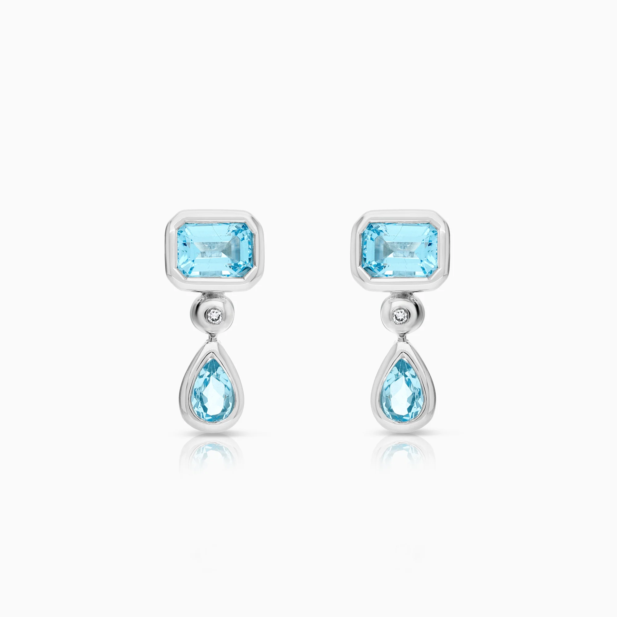 Gemstone earrings topazes and diamonds 6.28g 18K white gold
