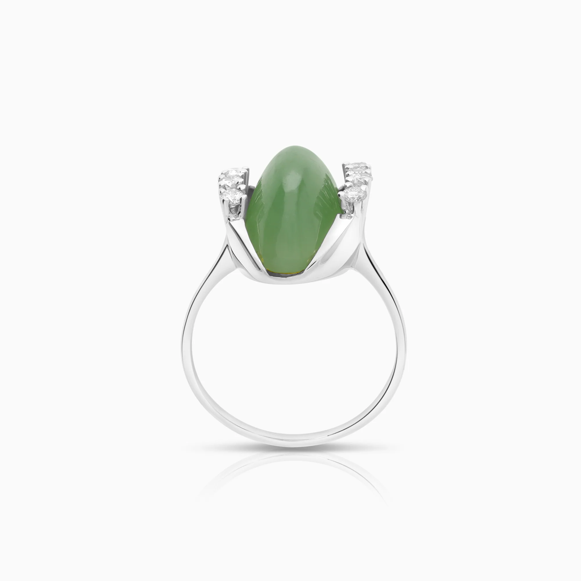 Gemstone ring jadeite and diamonds 18K white gold - Image 2