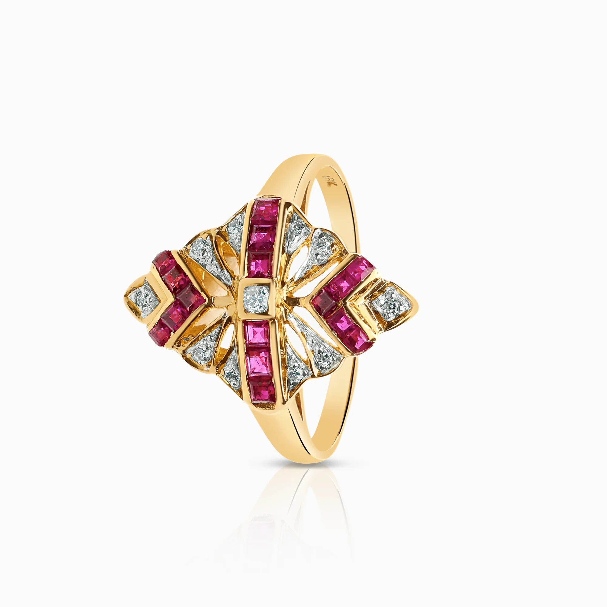 Gemstone ring rubies 3.68g 18K gold