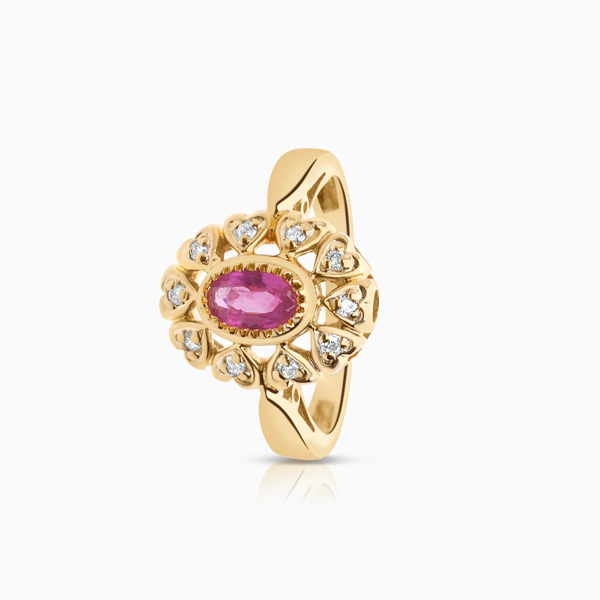 Gemstone ring with sapphire and diamonds 18K gold