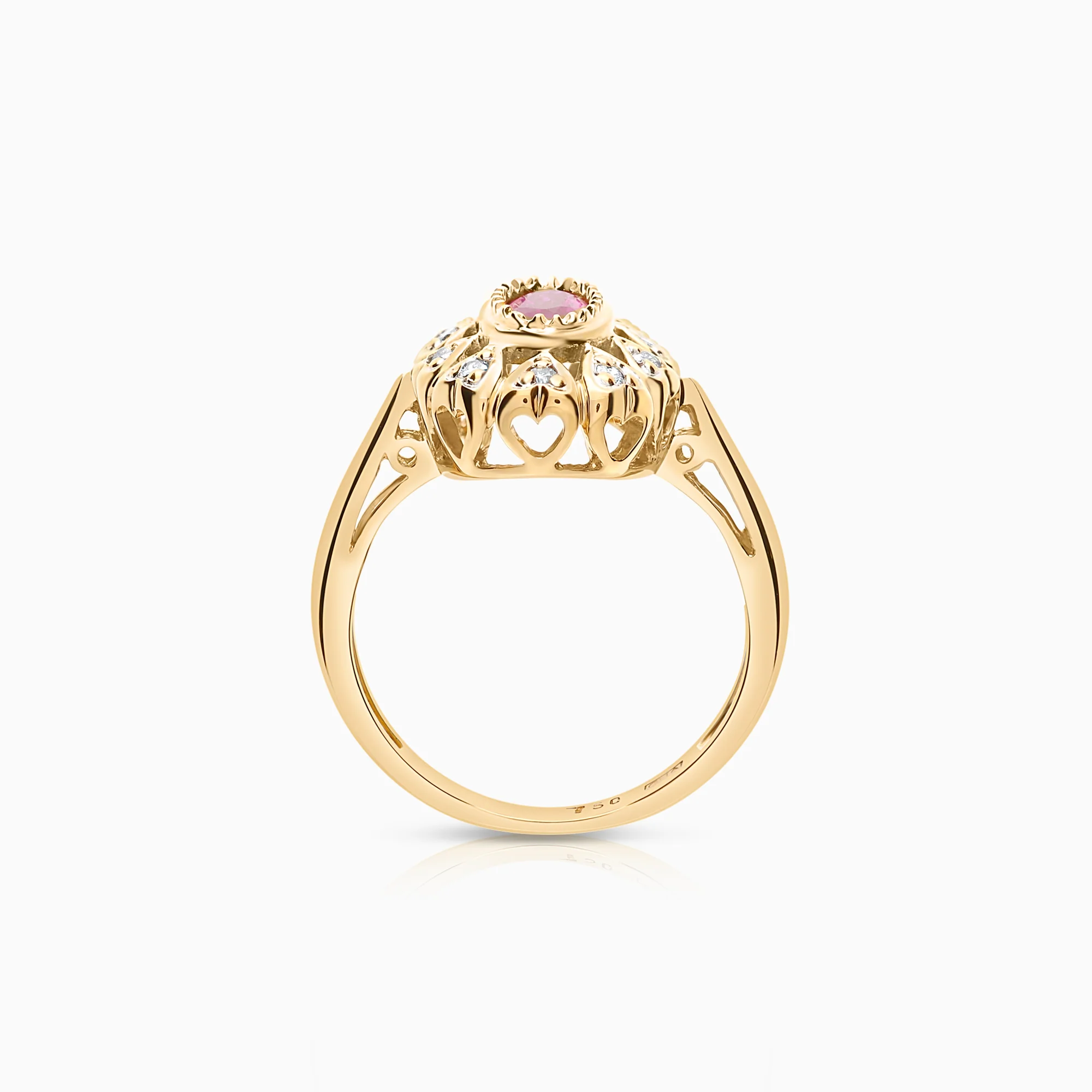 Gemstone ring with sapphire and diamonds 18K gold - Image 2