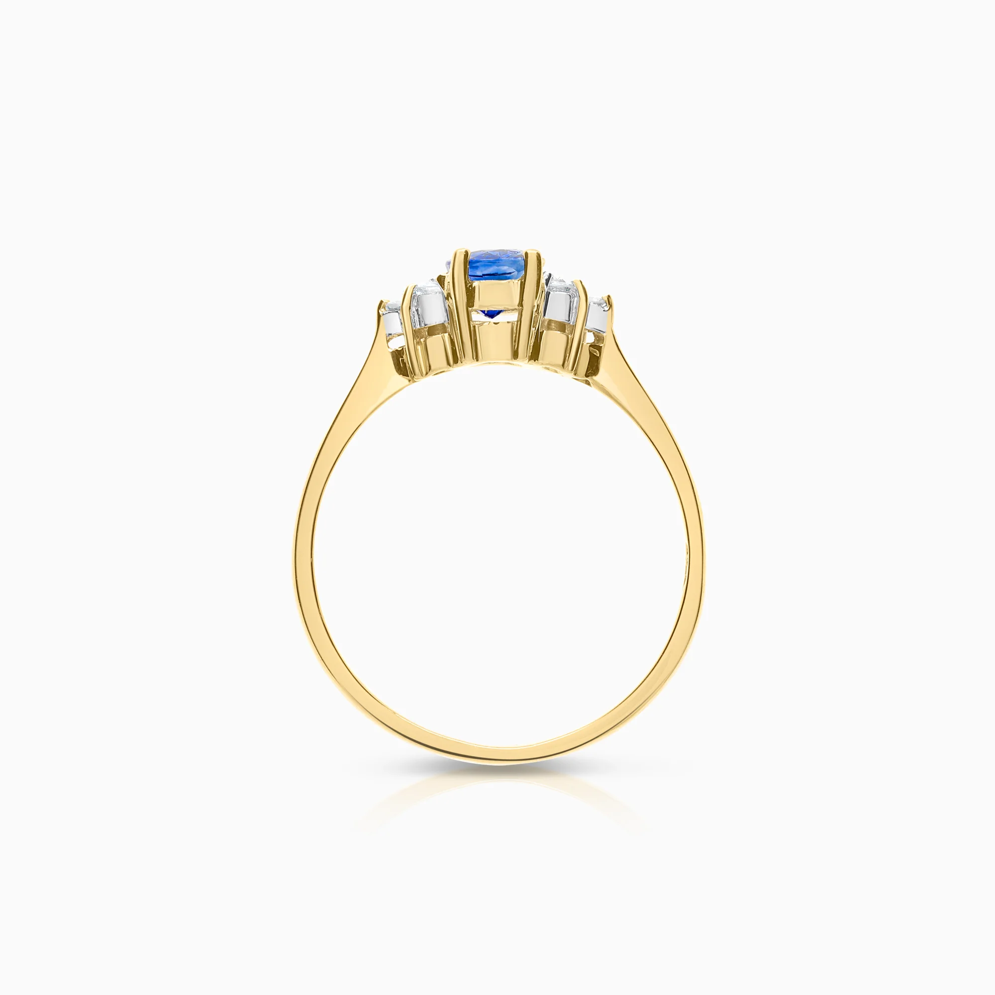 Gemstone ring sapphire and diamonds 0.09ct 18K gold - Image 2