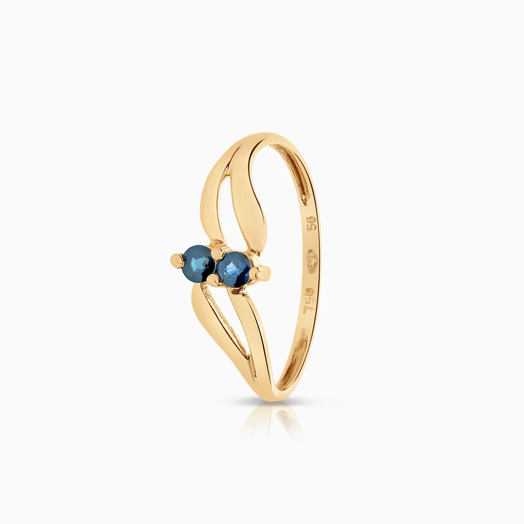 Gemstone ring sapphires 1.14g 18K gold