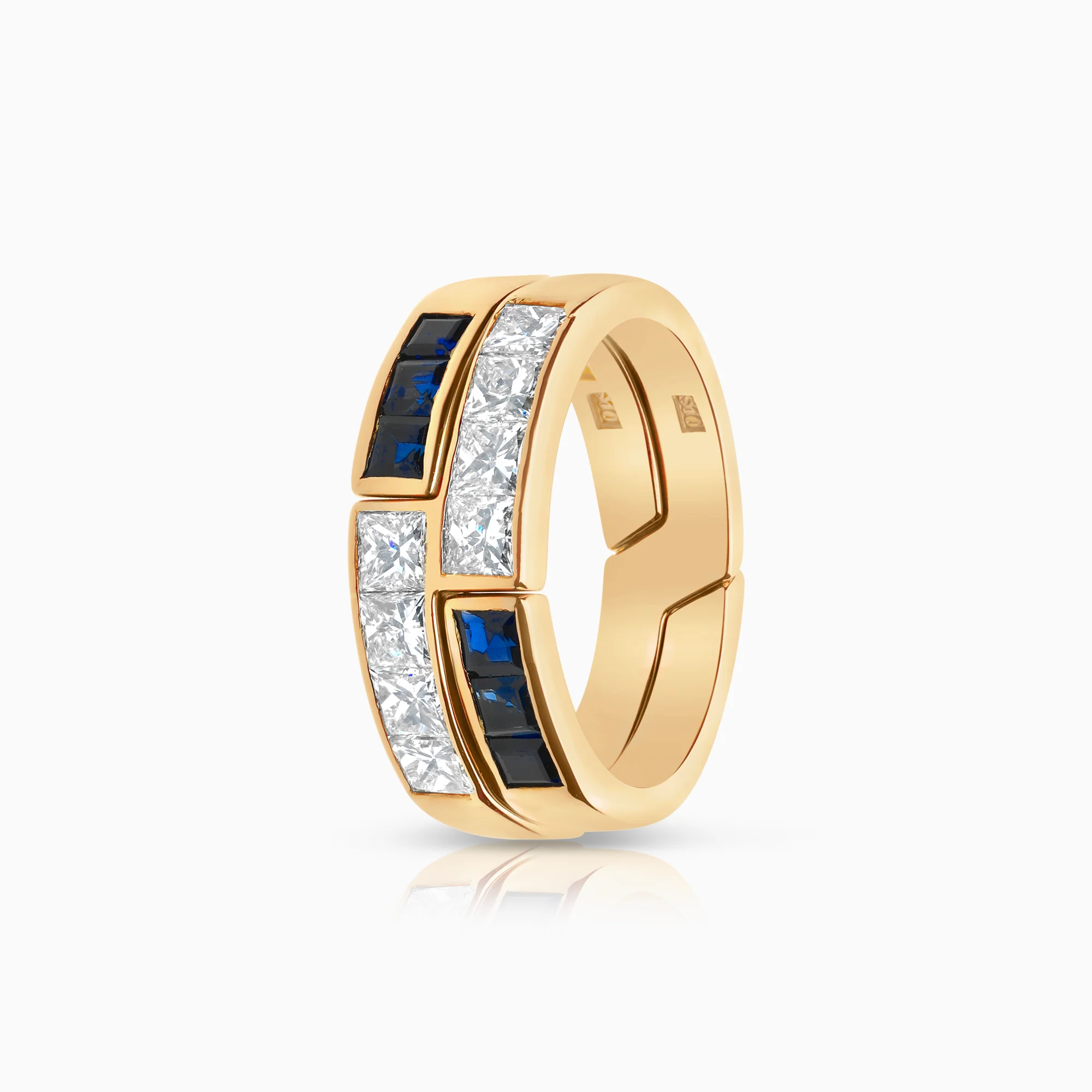Gemstone ring sapphires and diamonds 1.20ct 18K gold