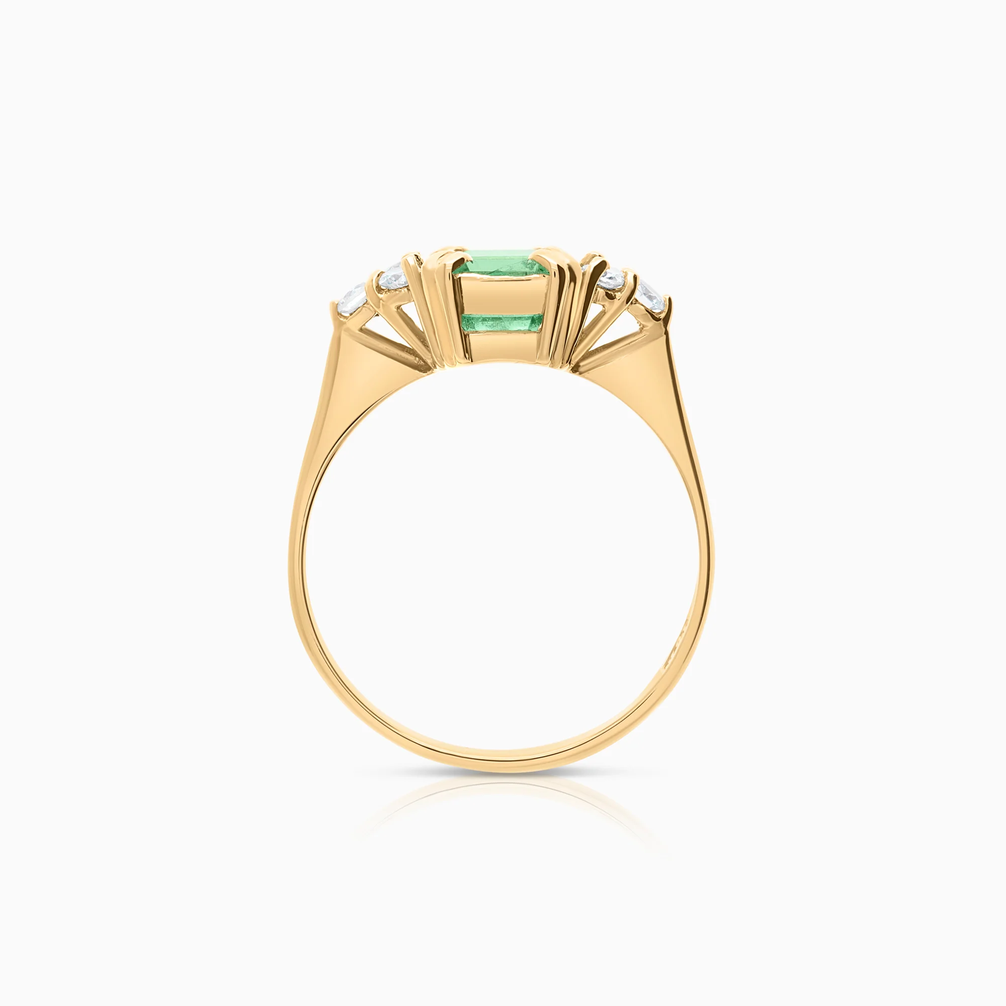 Gemstone ring emerald 0.19ct 18K gold - Image 2