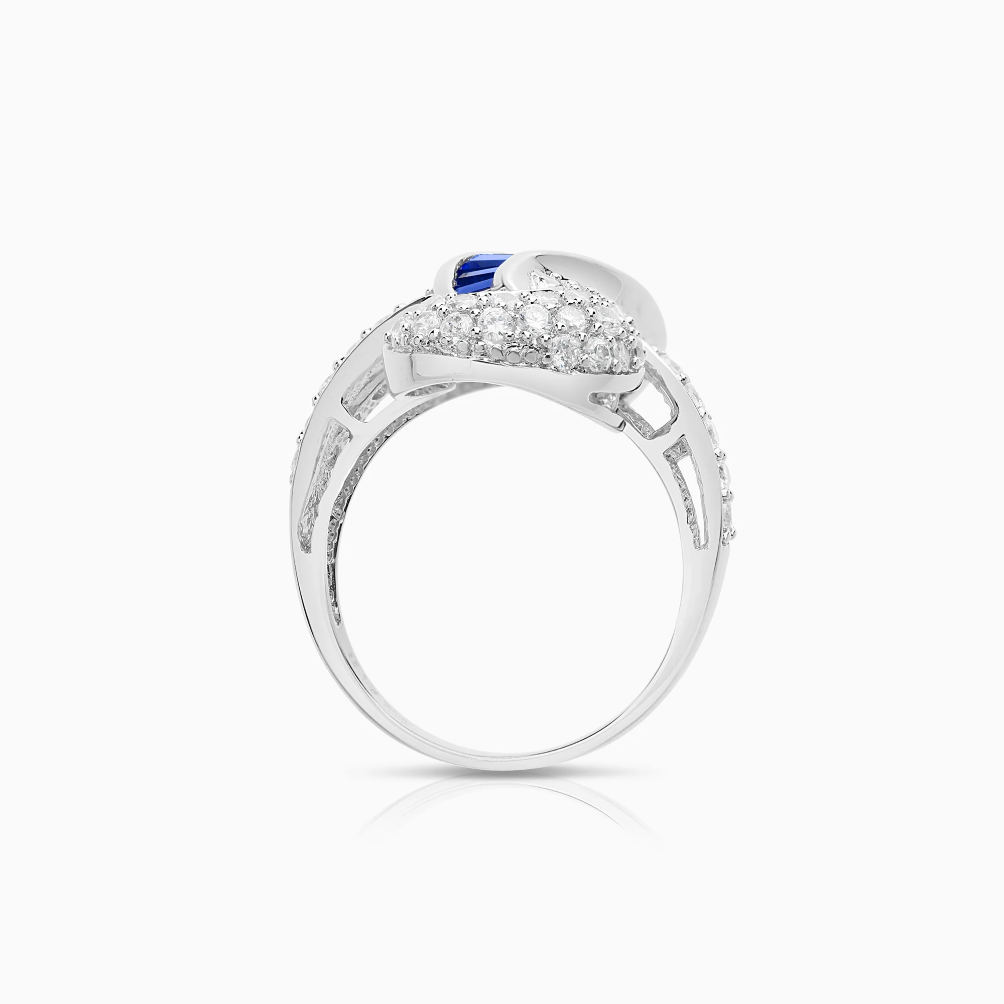 Gemstone ring synthetic sapphire and cubic zirconia 7.17g 18K white gold - Image 2
