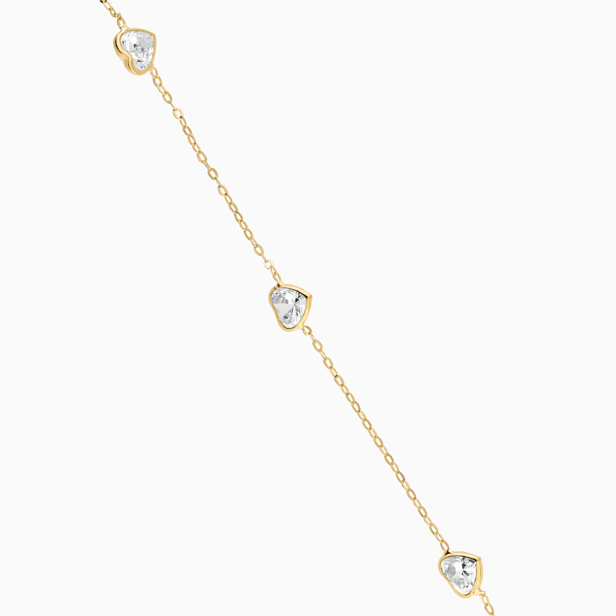 Bracelet with heart-shaped cubic zirconia 1.58g 18K gold