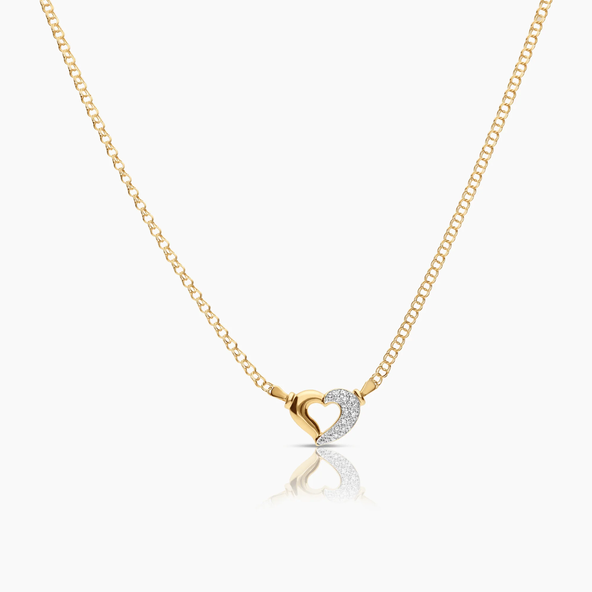 Bismarck link with heart pendant 0.08ct 18K gold