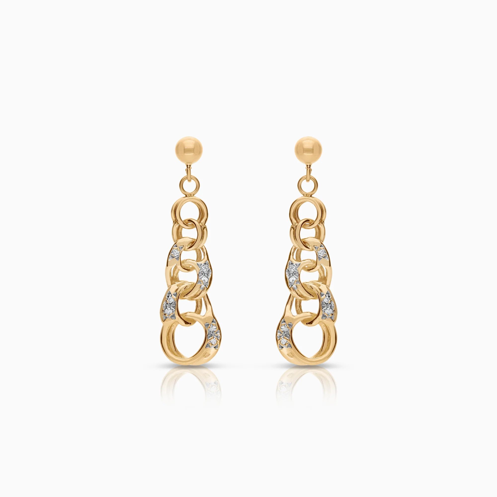 Bismarck earrings with diamonds 0.05ct 18K gold