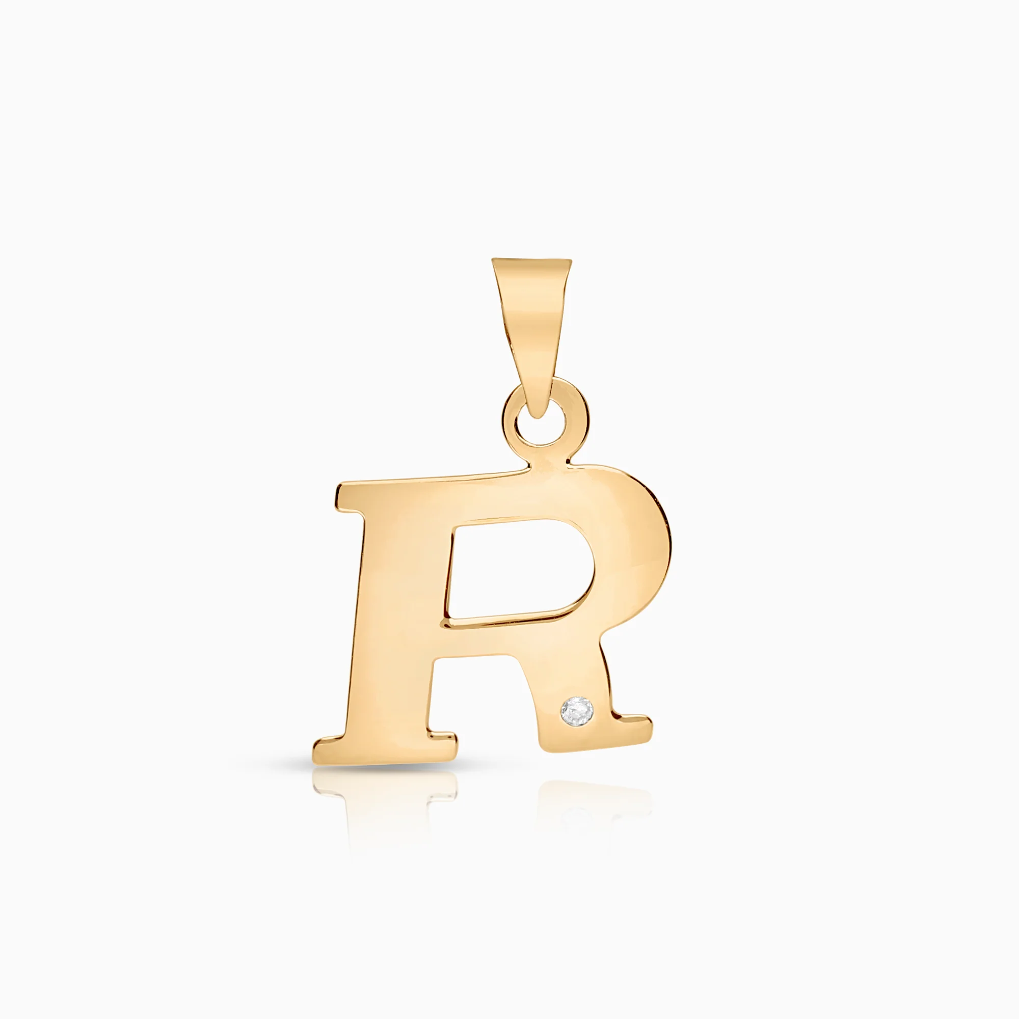 Initial pendant R 0.005 ct 18K gold