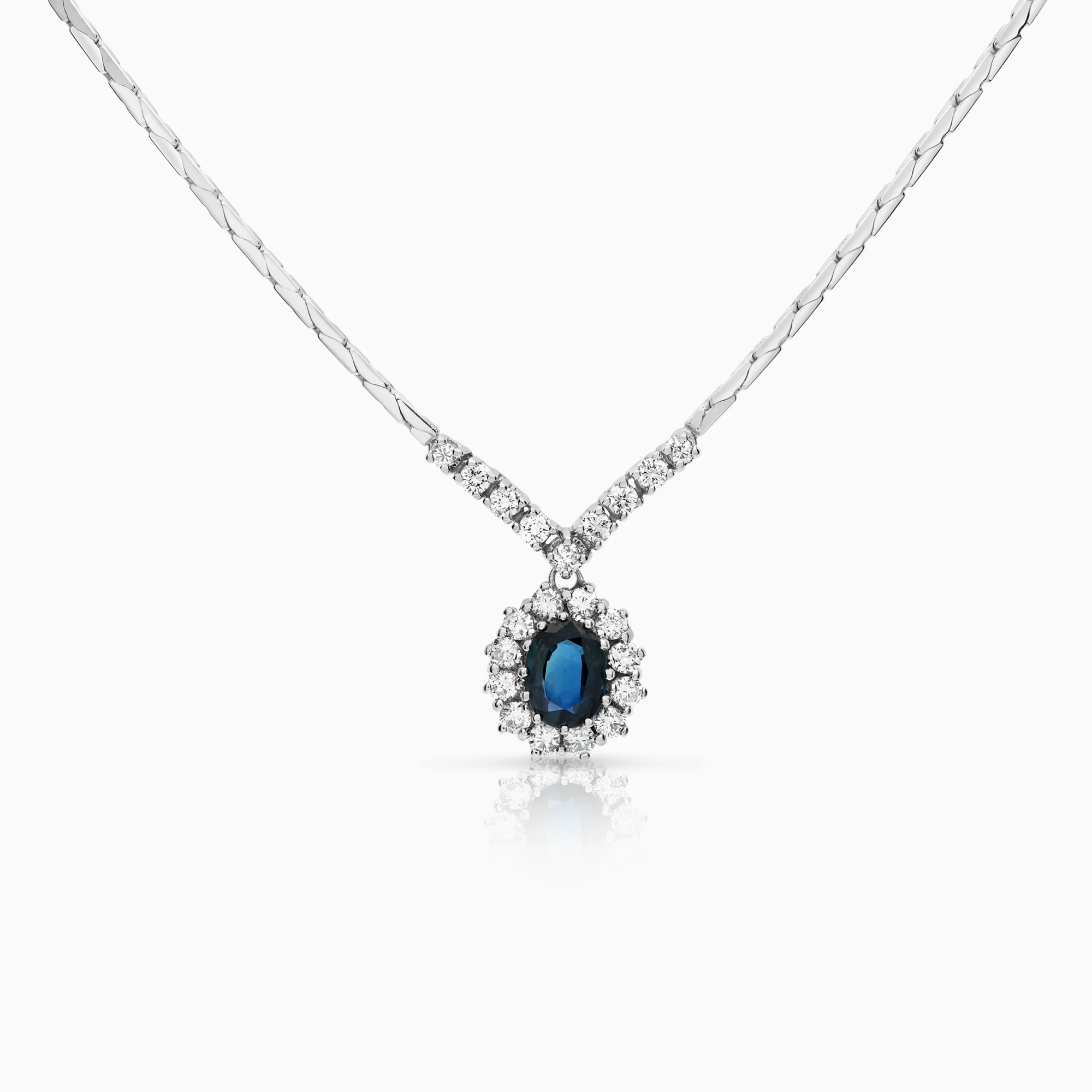 Carmosé necklace sapphire with diamonds 1.0ct 18K white gold