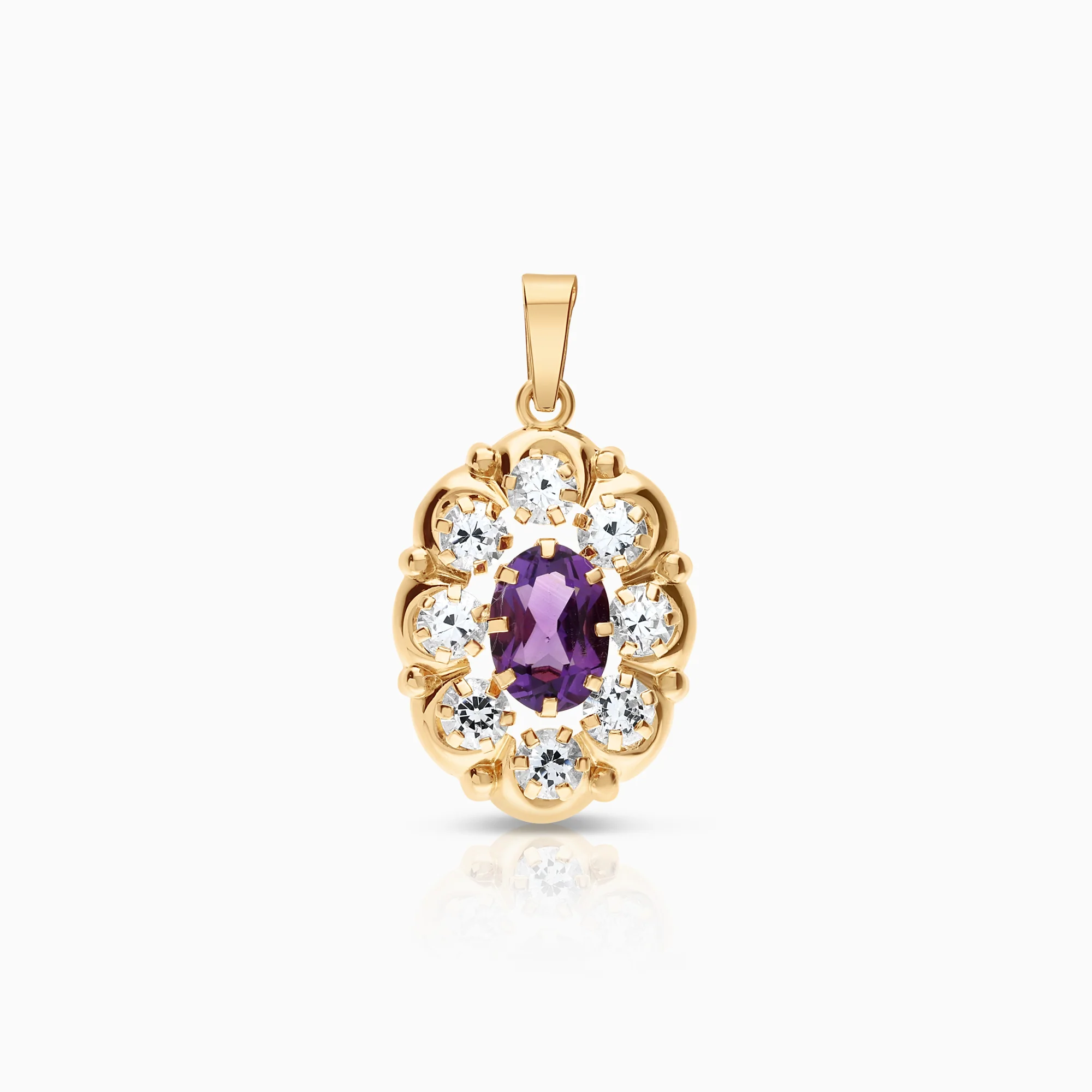Carmosé pendant amethyst and cubic zirconia 1.20g 18K gold