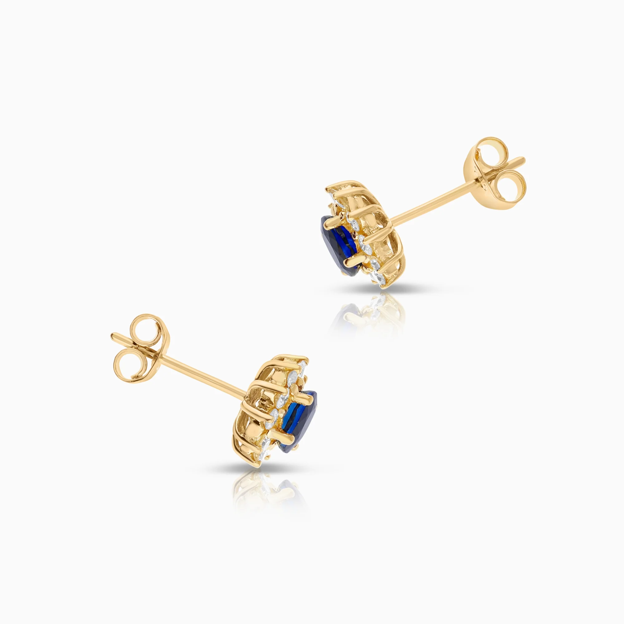 Cluster earrings diamonds and synthetic sapphires 2.39g 18K gold - Image 2