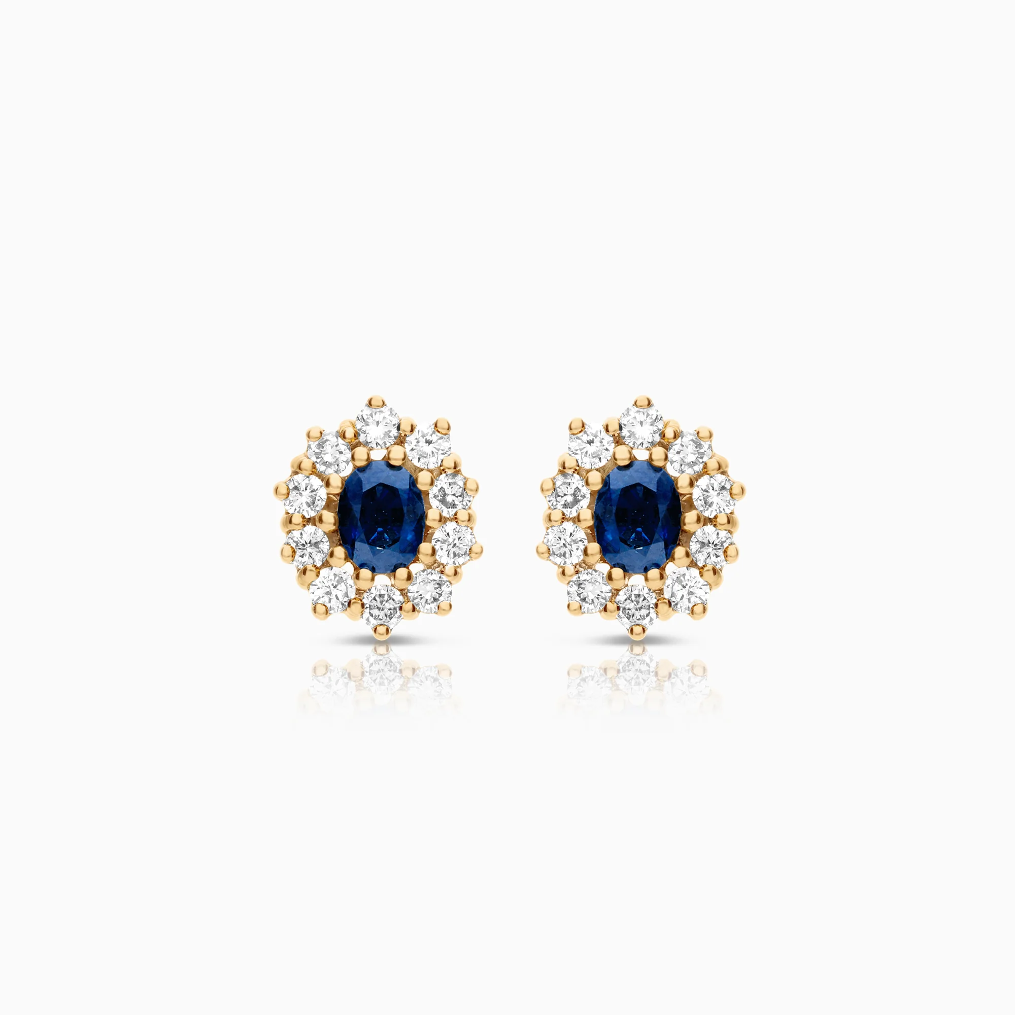 Cluster earrings sapphires diamonds 0.50 ct 2.84g 18K gold