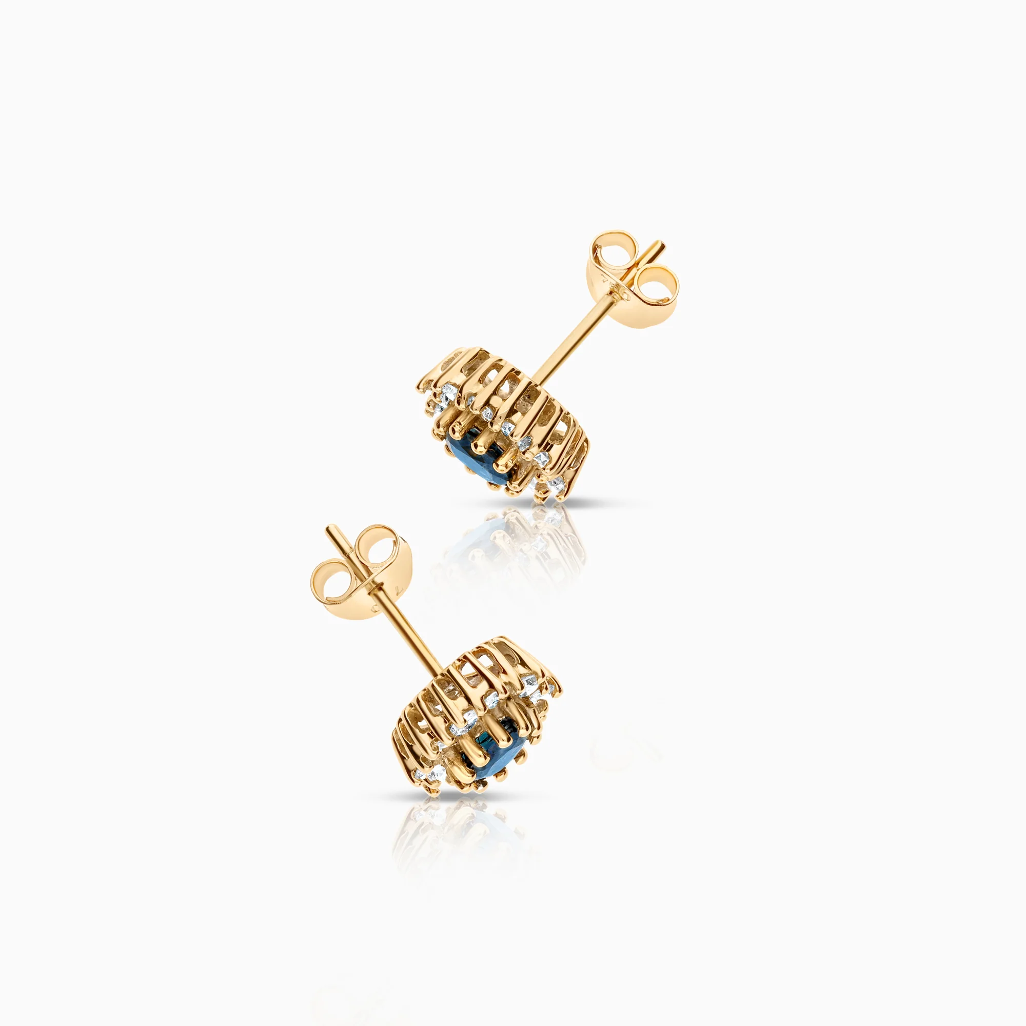 Cluster earrings sapphires diamonds 0.50 ct 2.84g 18K gold - Image 2