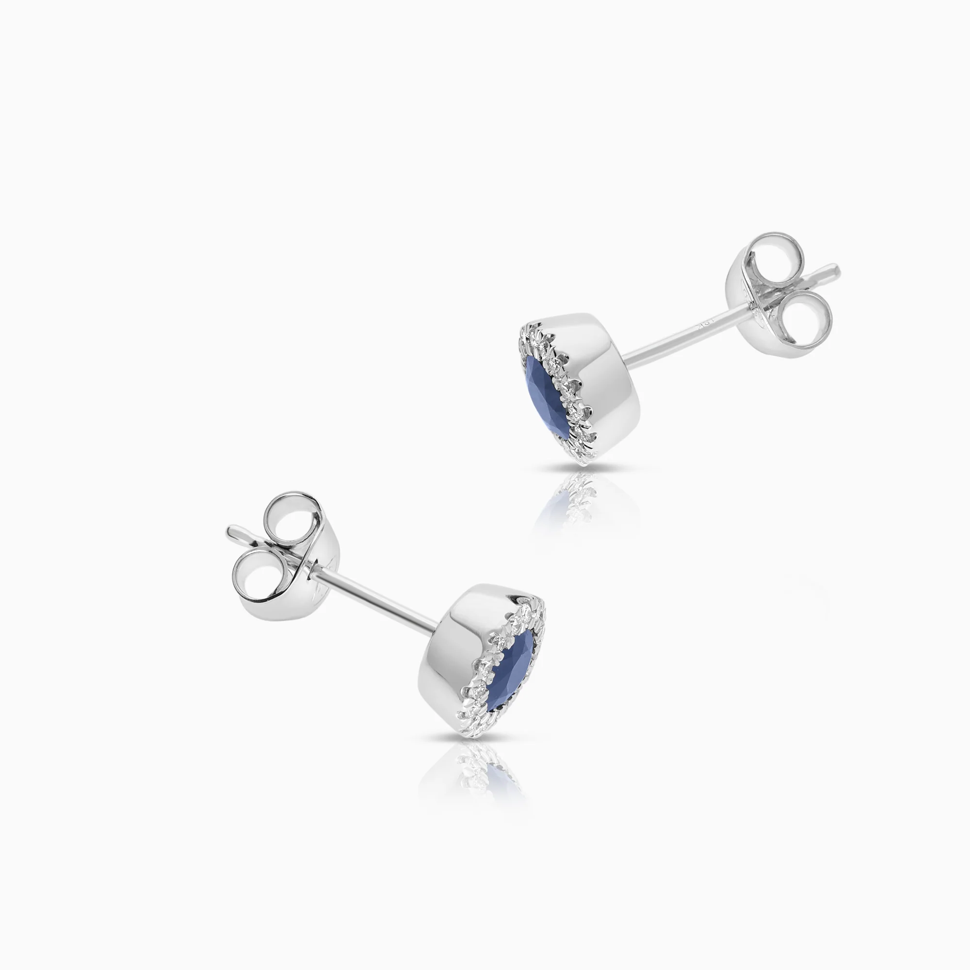 Cluster earrings sapphires and diamonds 0.20ct 18K white gold - Image 2