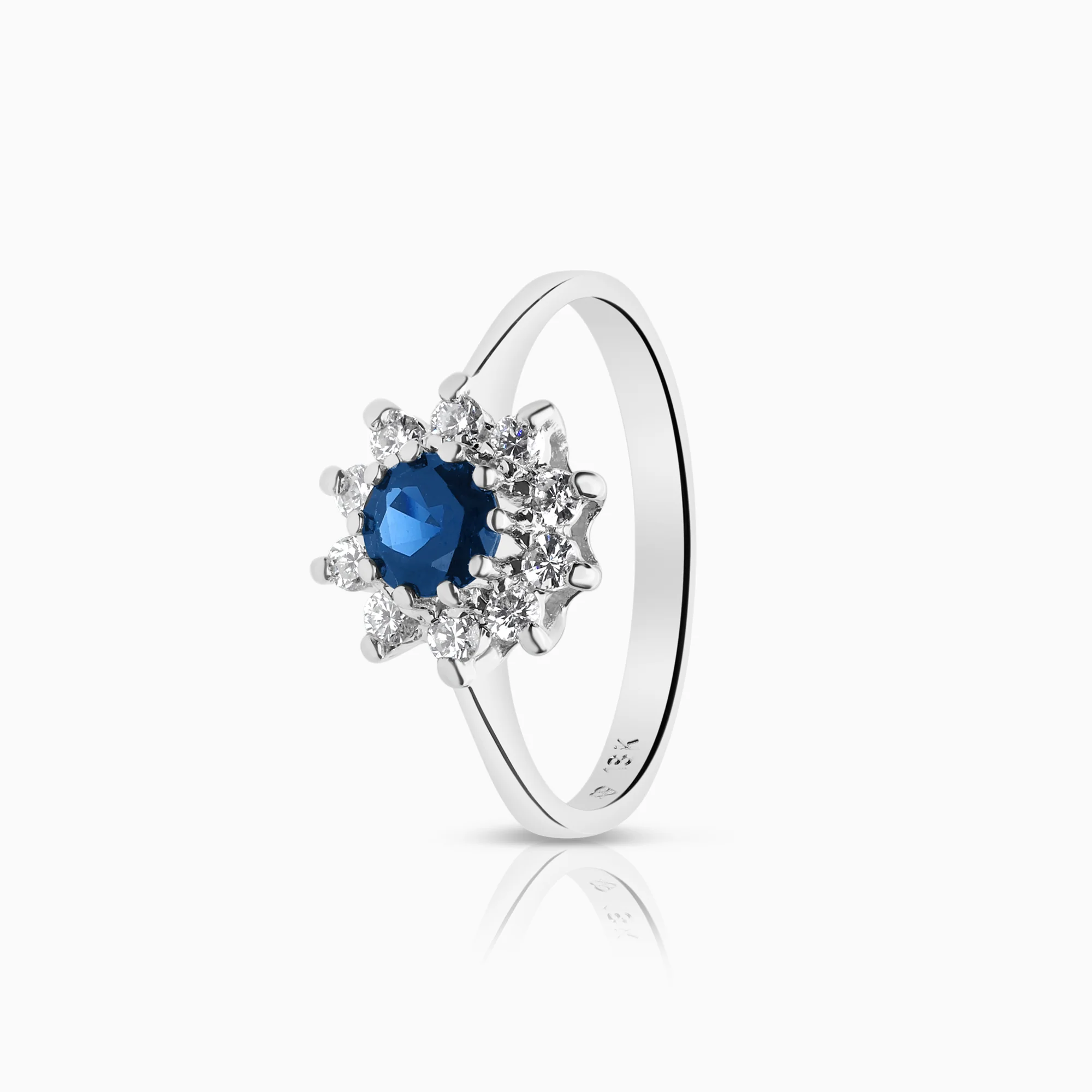 Carmosé ring sapphire and diamonds 0.20ct 18K white gold