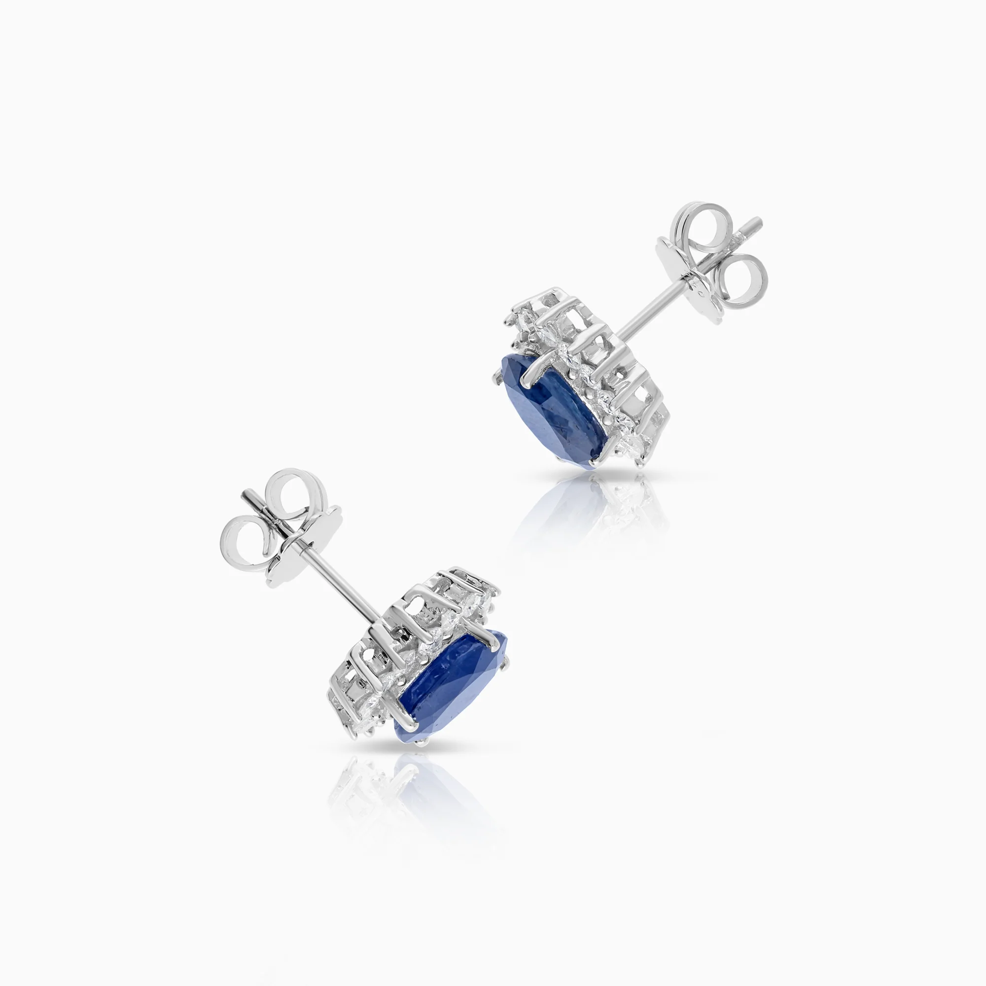 Carmosé earrings diamonds and sapphires 0.56ct 9K white gold - Image 2