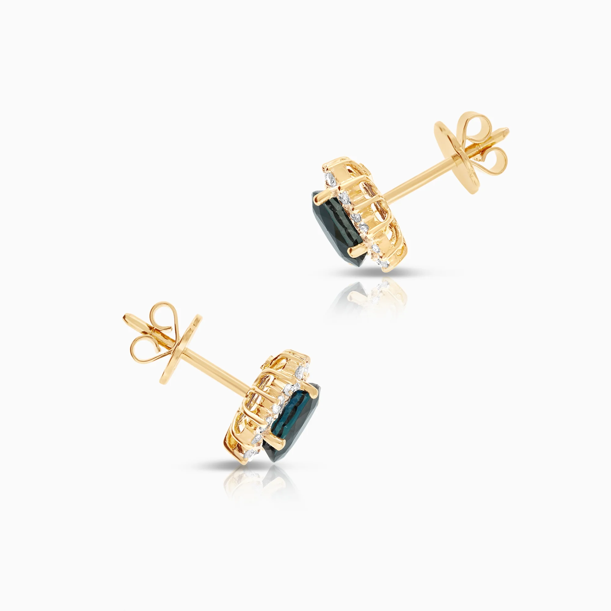 Cluster earrings sapphires and diamonds 0.28ct 18K gold - Image 2