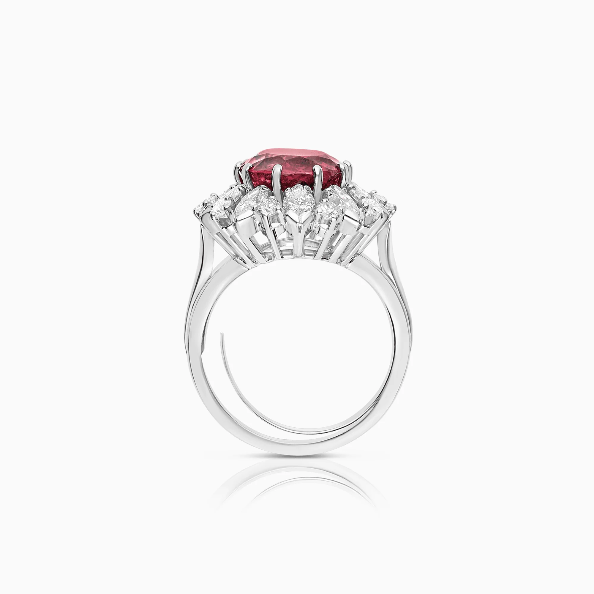 Cocktail ring with diamonds 2.00ct & deep pink rubellite 9.91ct 18K white gold - Image 3