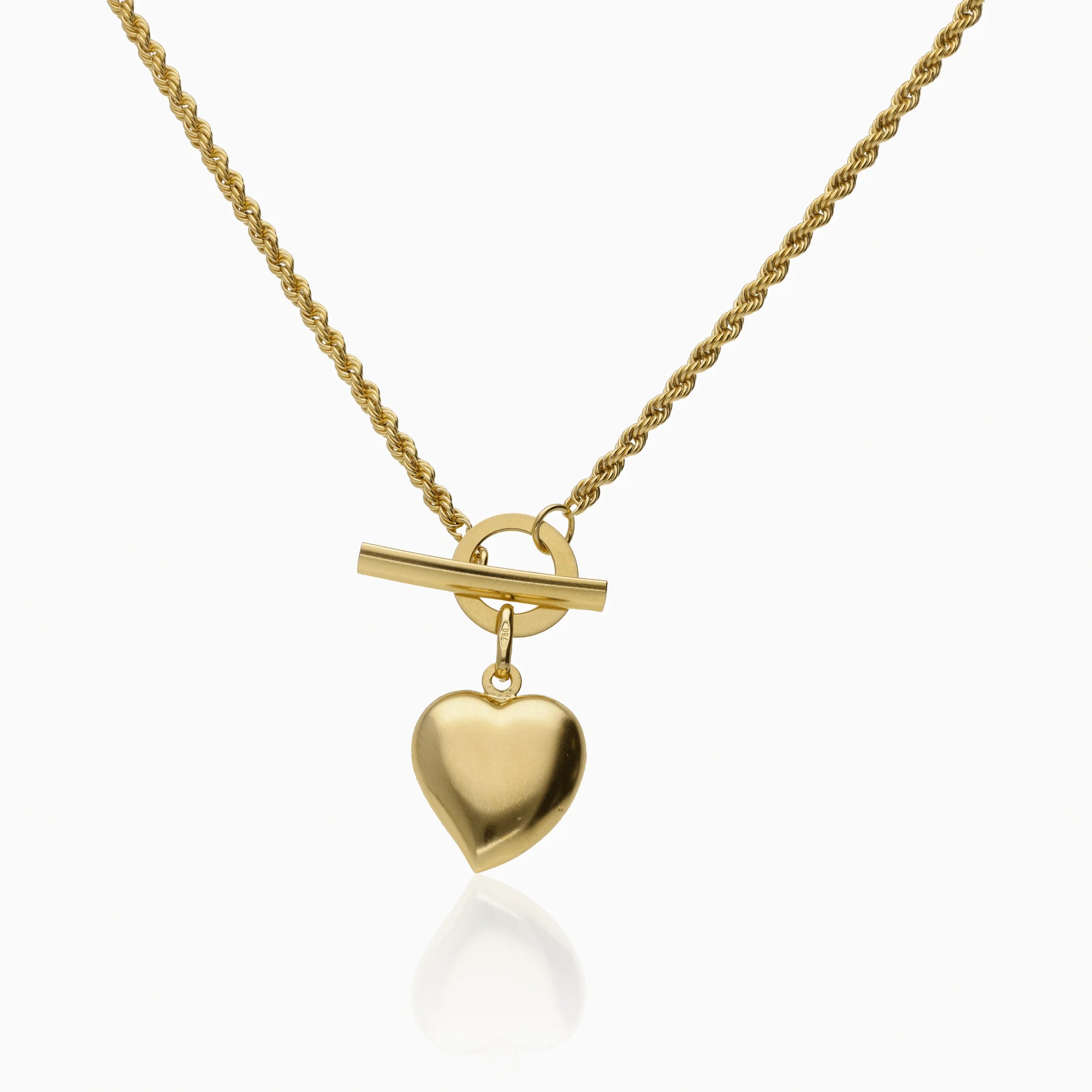 Rope necklace with heart pendant 5.25g 18K gold