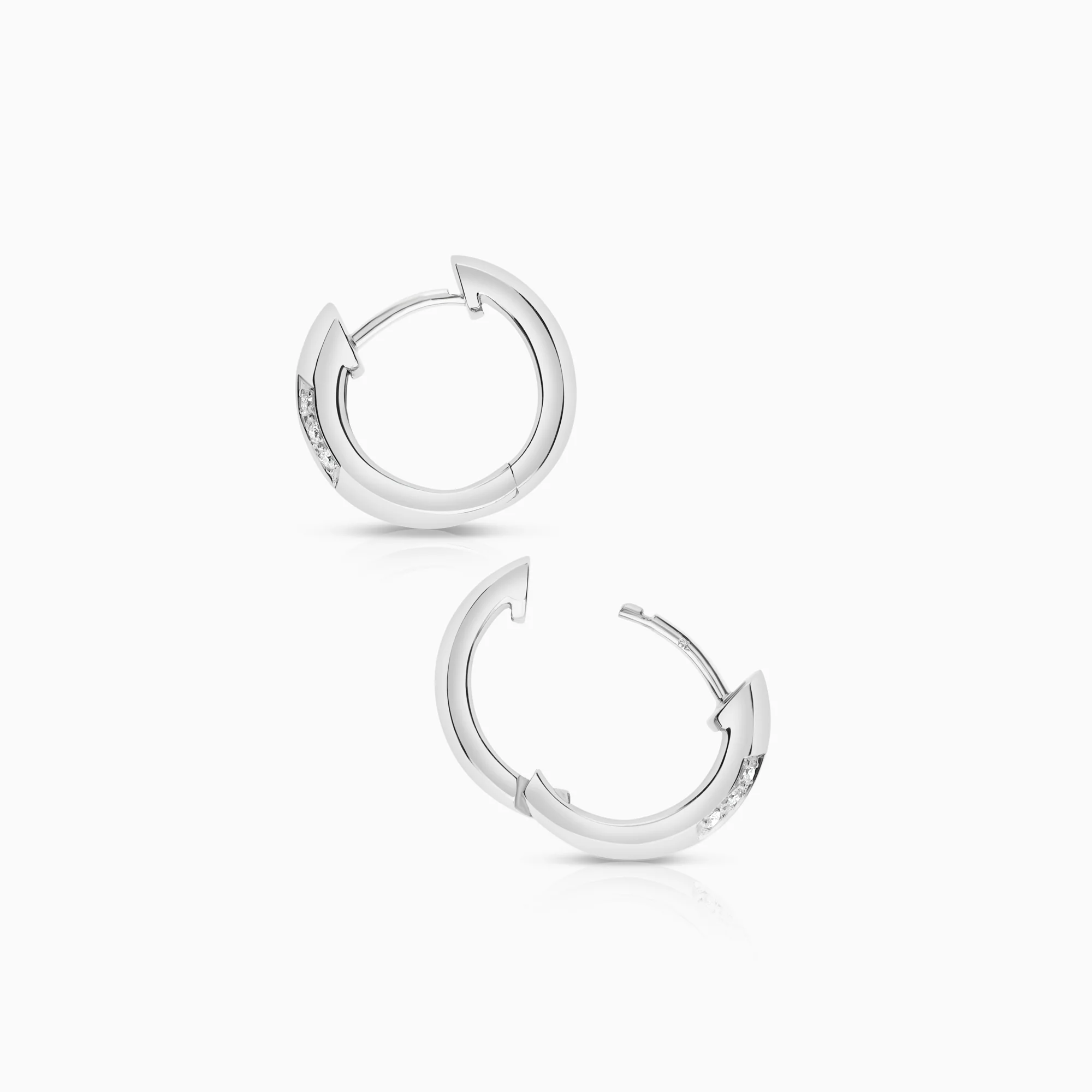 Hoop earrings 0.04ct 18K white gold - Image 2