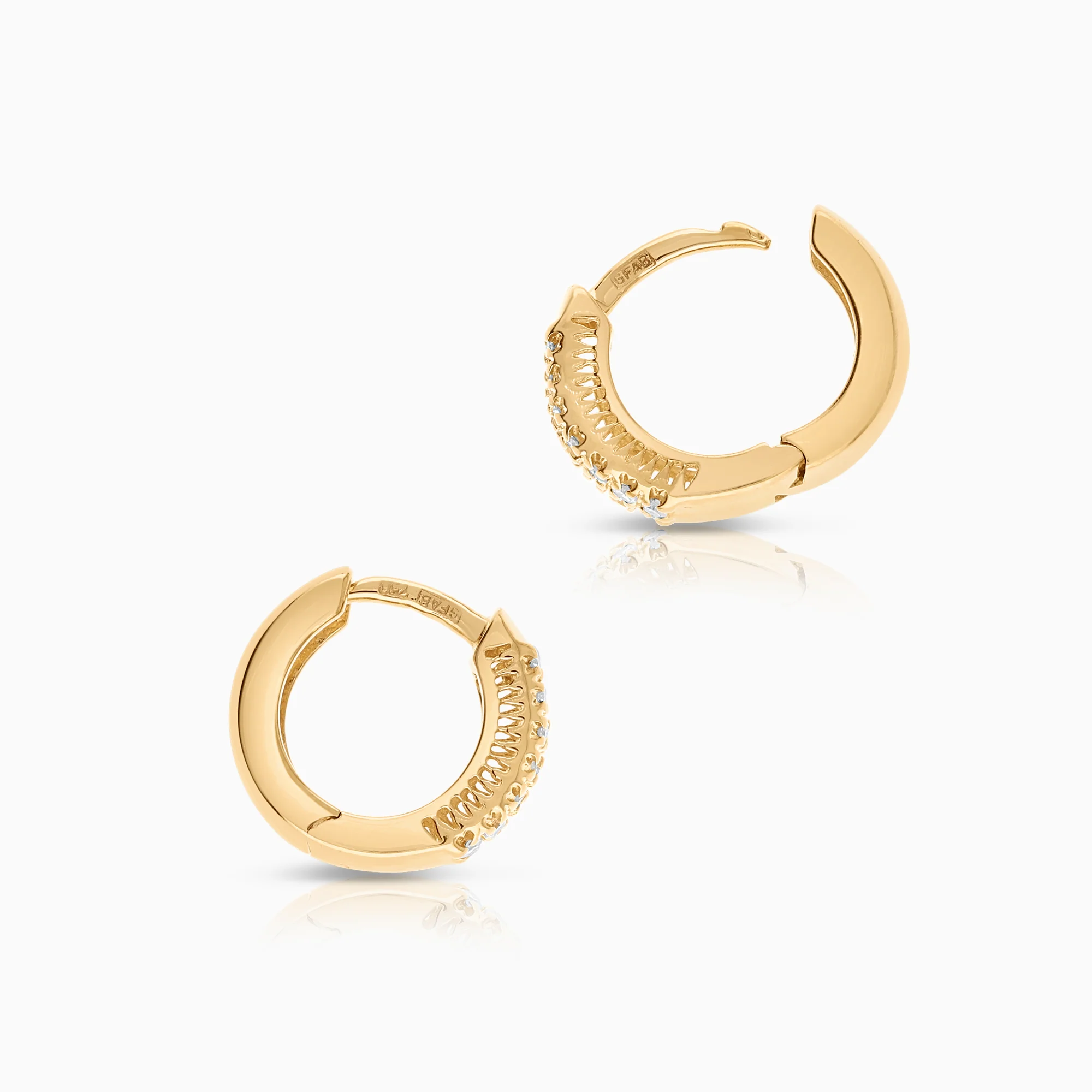 Hoop earrings 0.06ct 18K yellow gold - Image 2
