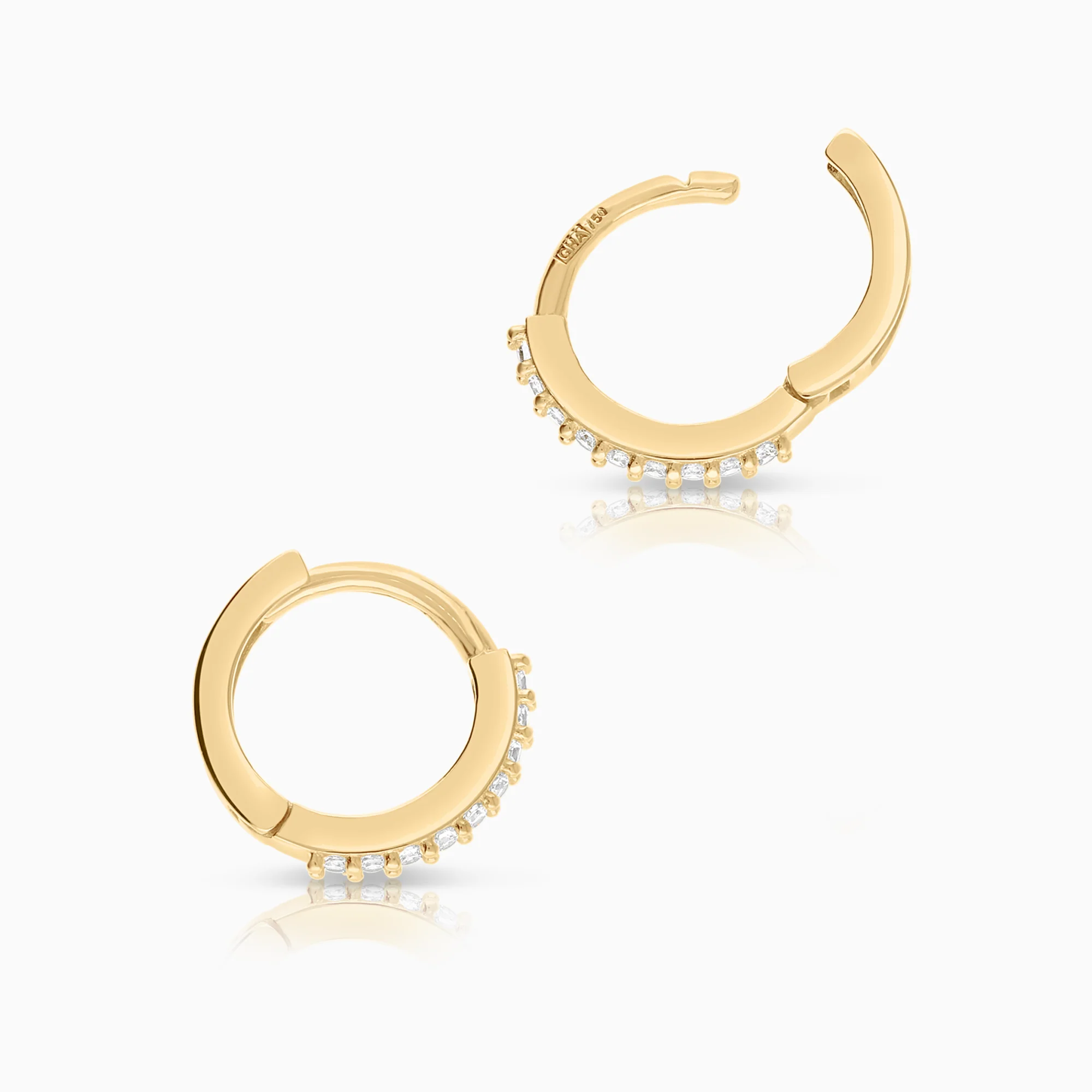 Hoop earrings cubic zirconia 0.88g 18K gold - Image 2