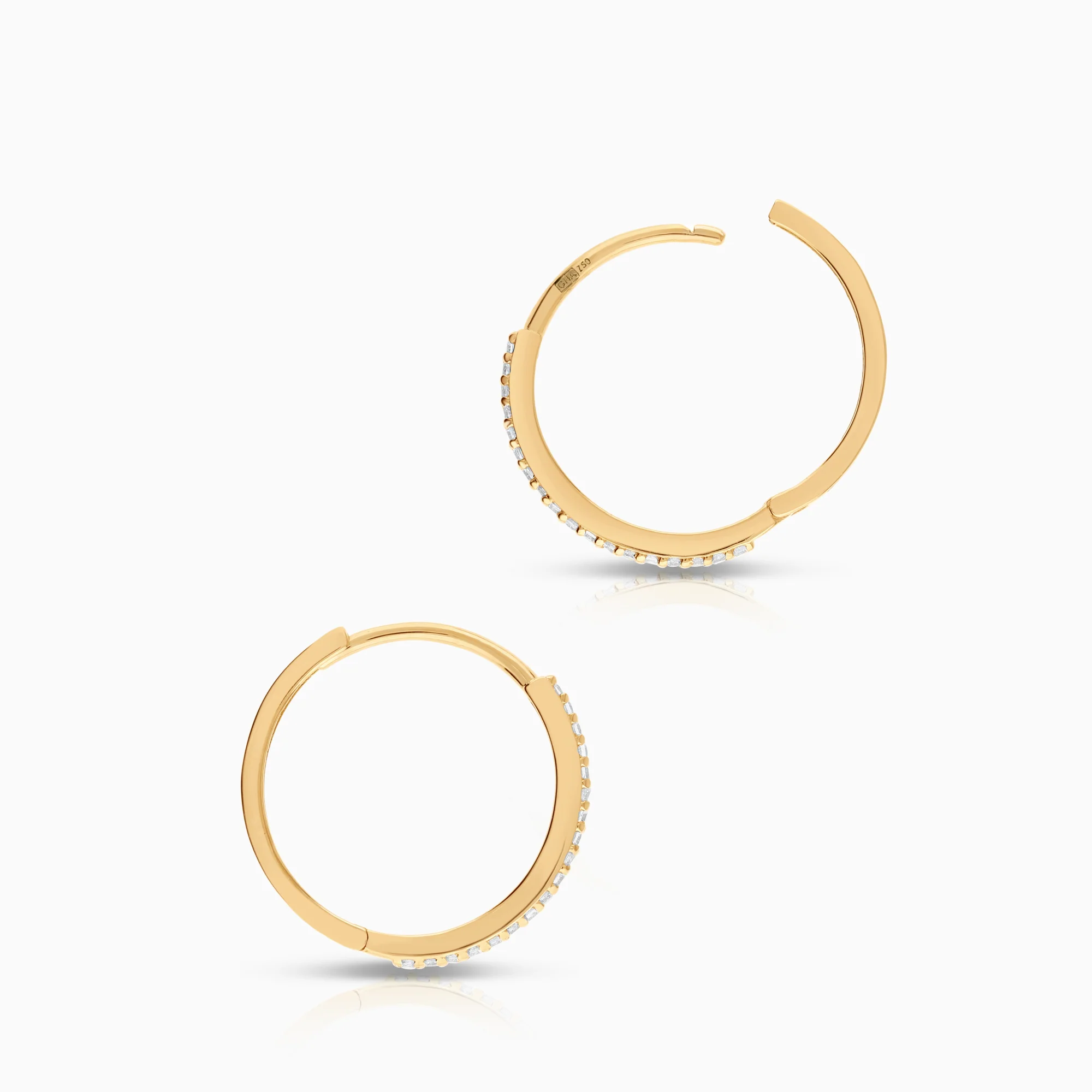 Hoop earrings cubic zirconia 1.54g 18K gold - Image 2